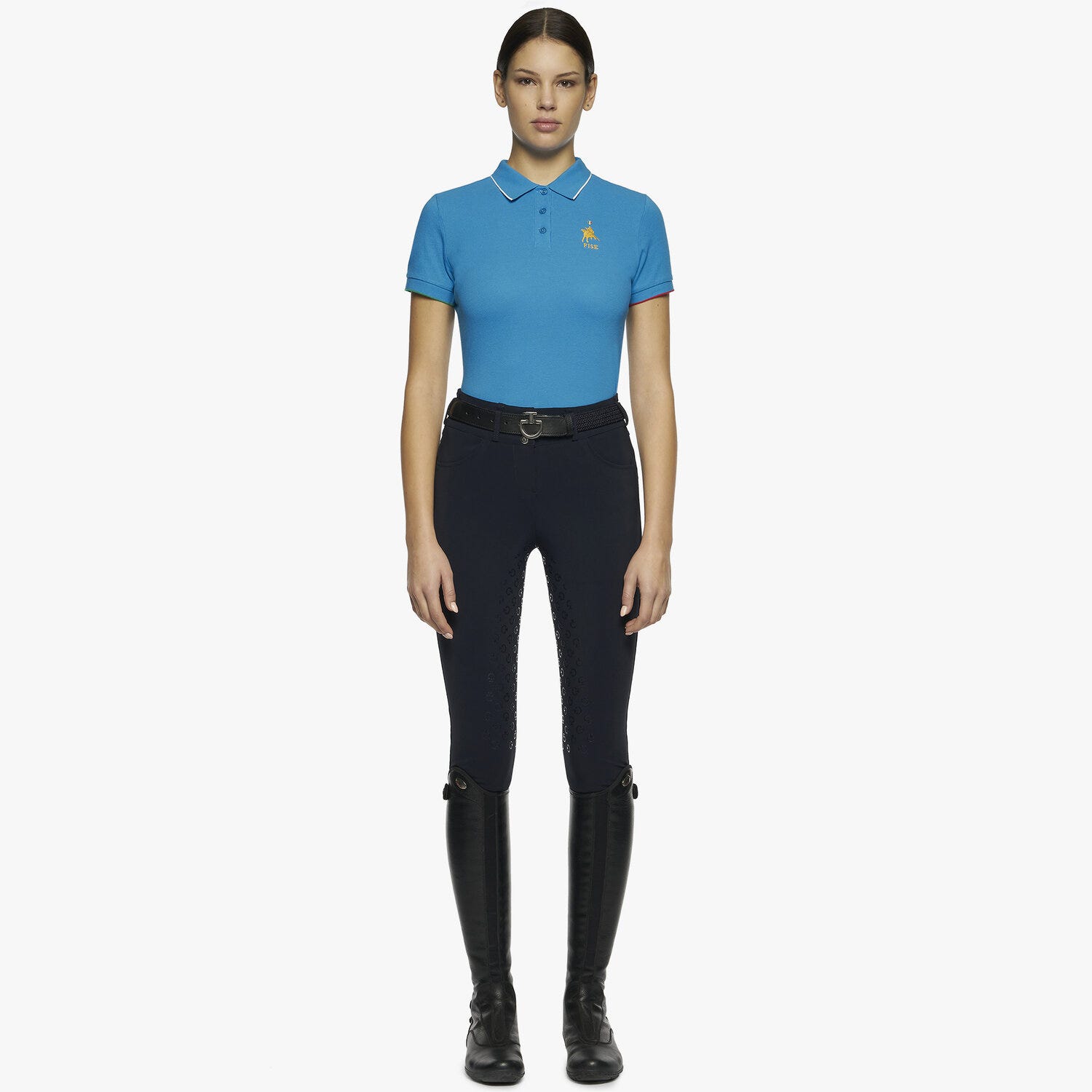 Cavalleria Toscana Women's FISE training polo BABY BLUE-1