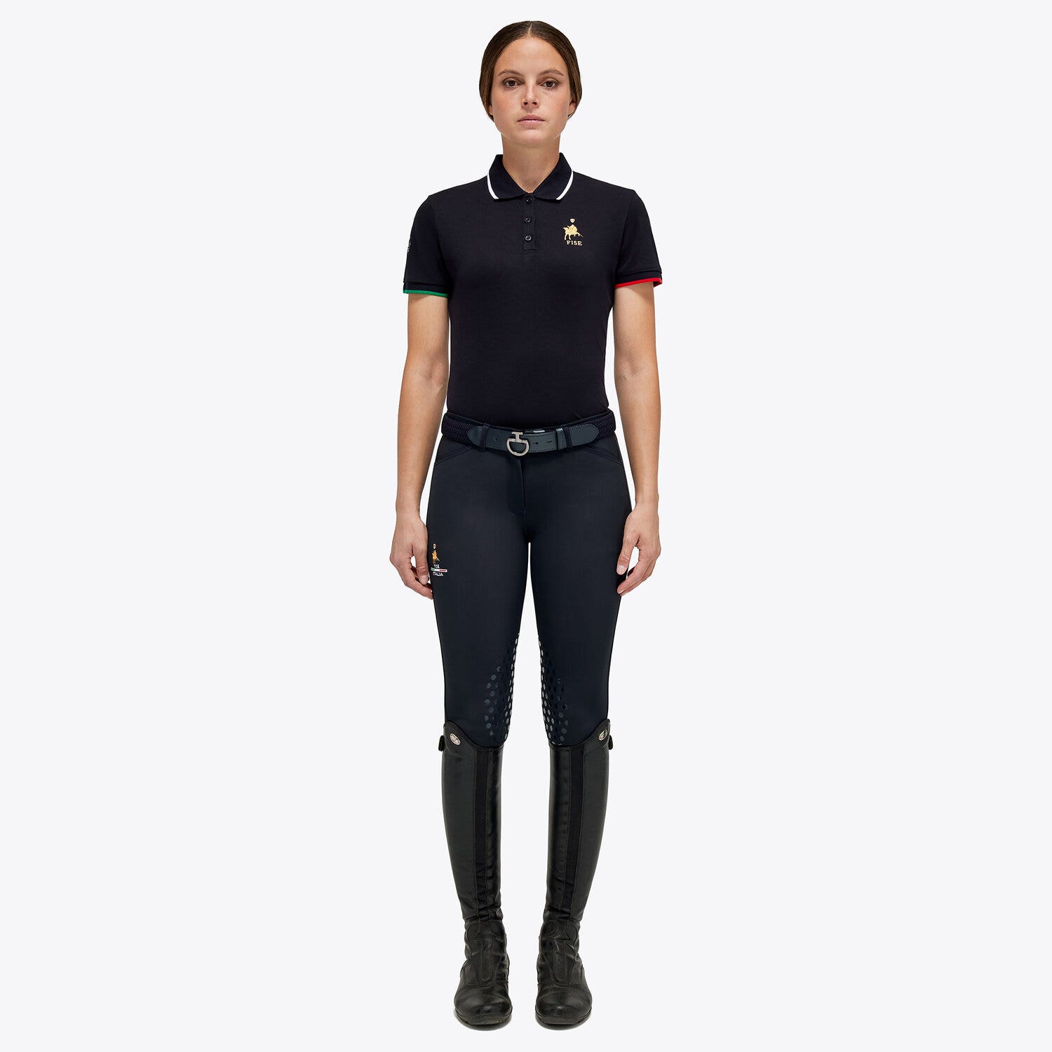 Cavalleria Toscana Women's FISE training polo NAVY-1