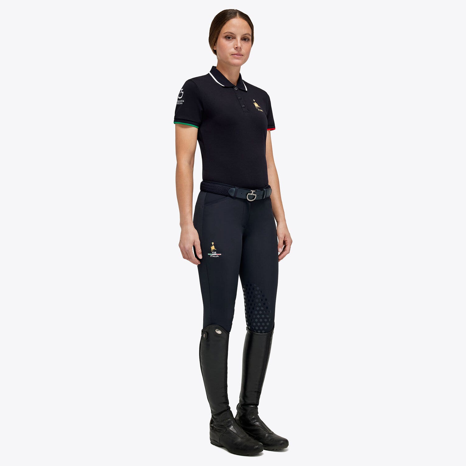Cavalleria Toscana Women's FISE training polo NAVY-2