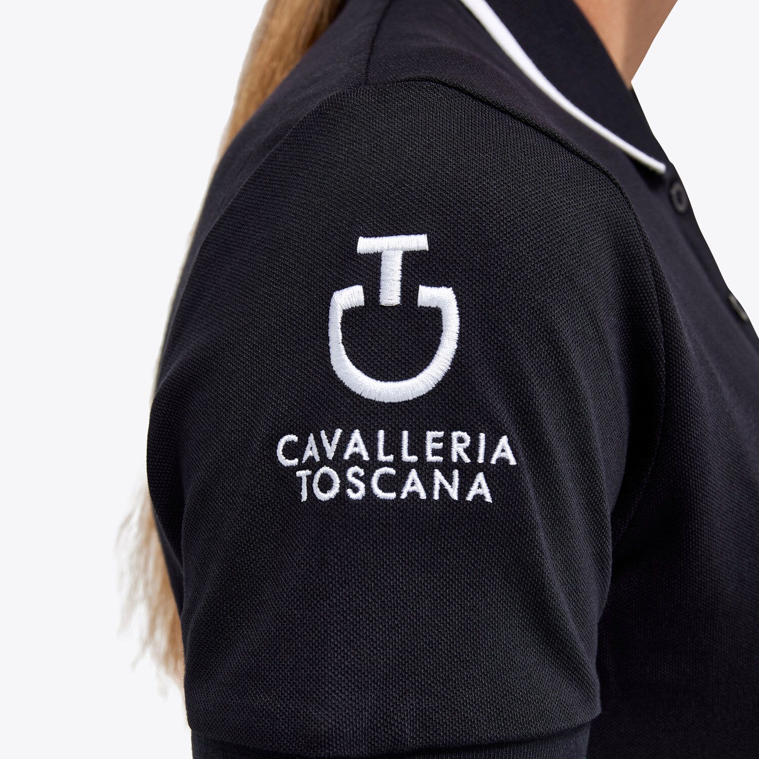 Cavalleria Toscana Women's FISE training polo NAVY-6