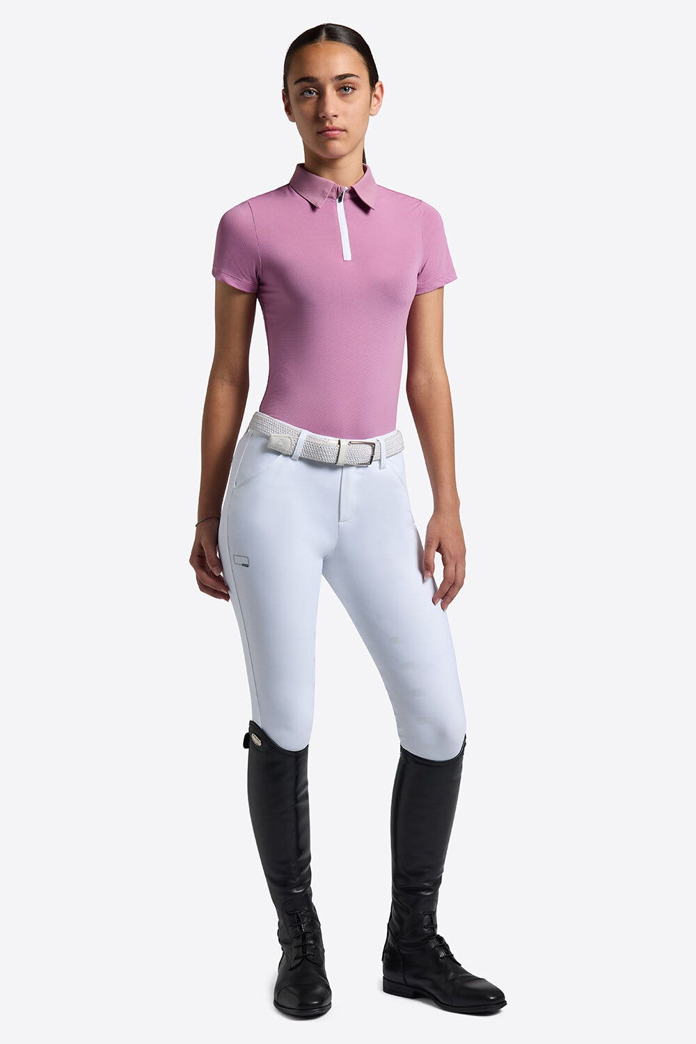 Rider's Gene Rider's Gene Micro Perforated Short Sleeve Polo for Girls MAUVE ORCHID-1
