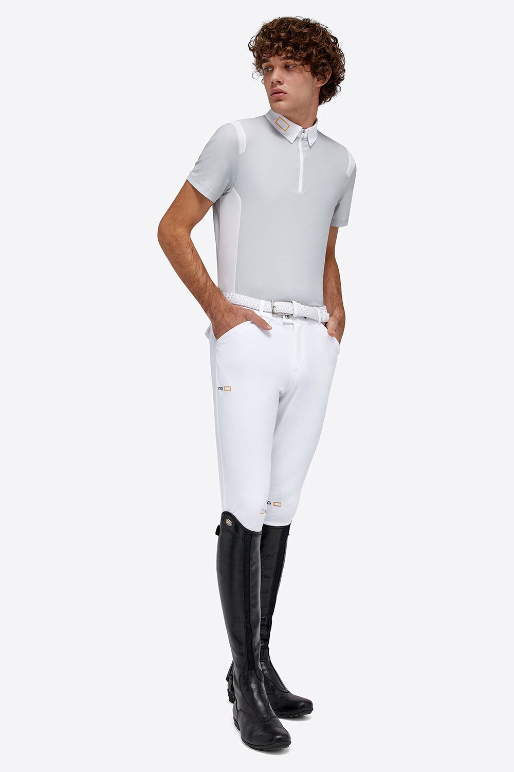Rider's Gene Polo da equitazione per competizione con zip uomo RG LIGHT GREY-2