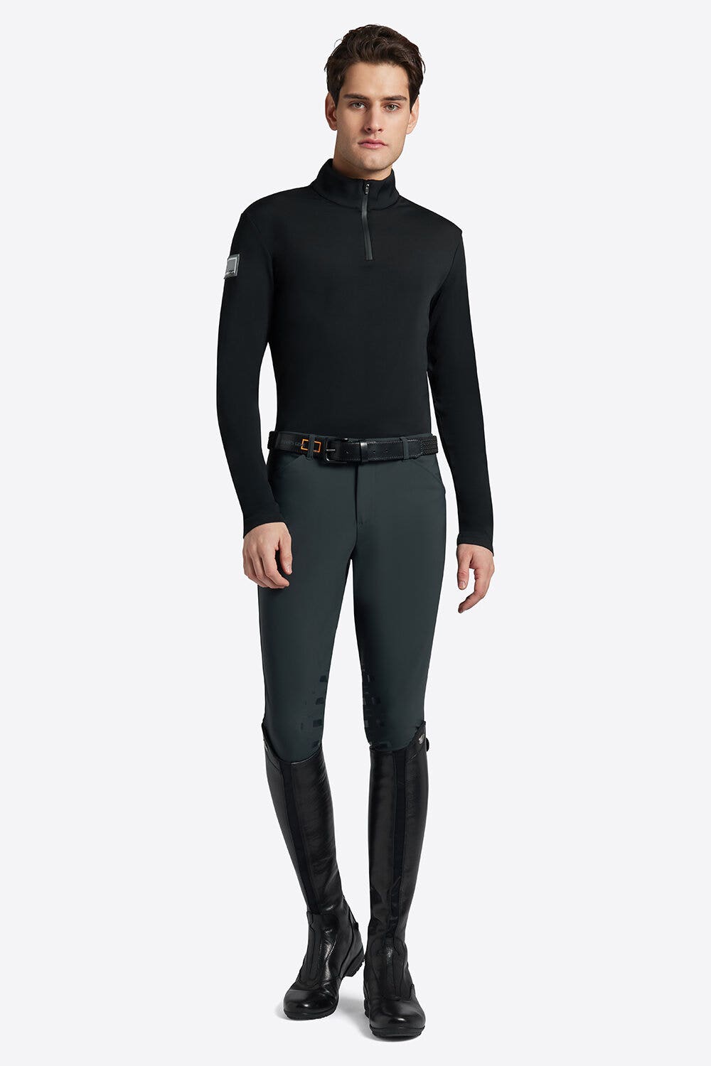 Rider's Gene Rider's Gene Men's Jersey Fleece Training Zip Polo BLACK-2