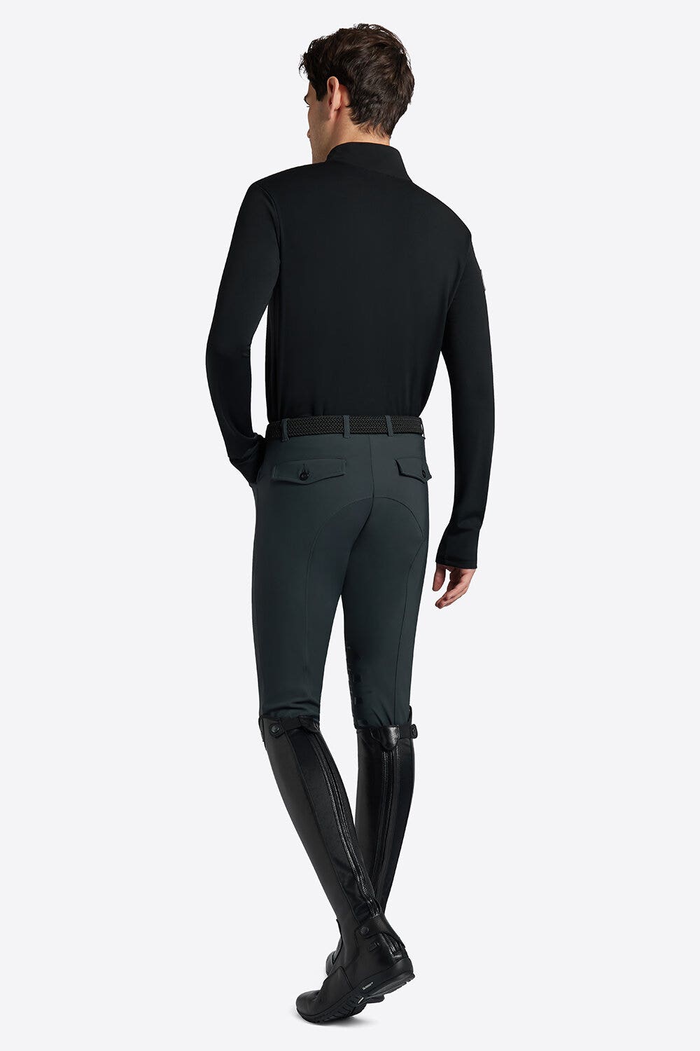 Rider's Gene Rider's Gene Men's Jersey Fleece Training Zip Polo BLACK-7