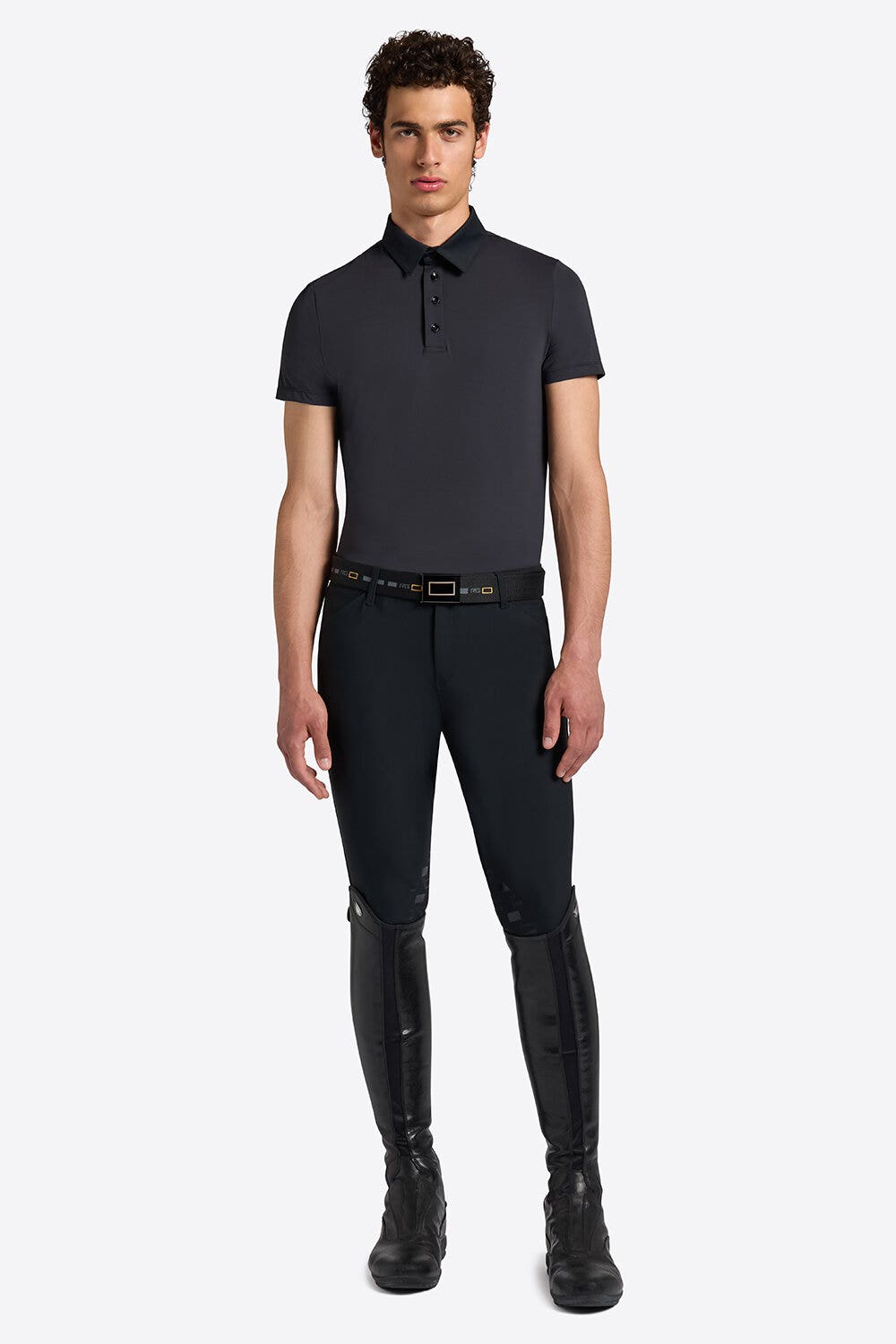 Rider's Gene Rider’s Gene Men’s Micro-Perforated Jersey Polo with Buttons NAVY-1