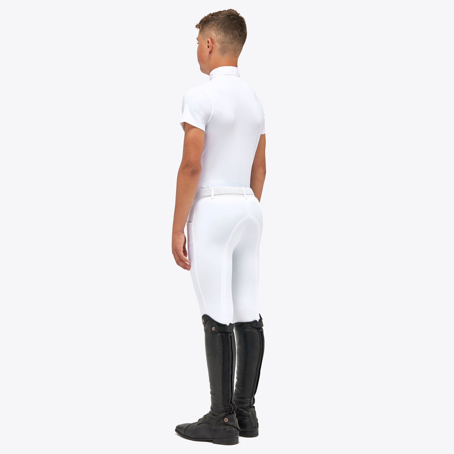 Cavalleria Toscana Boys’ jersey polo shirt with chest pocket WHITE-3