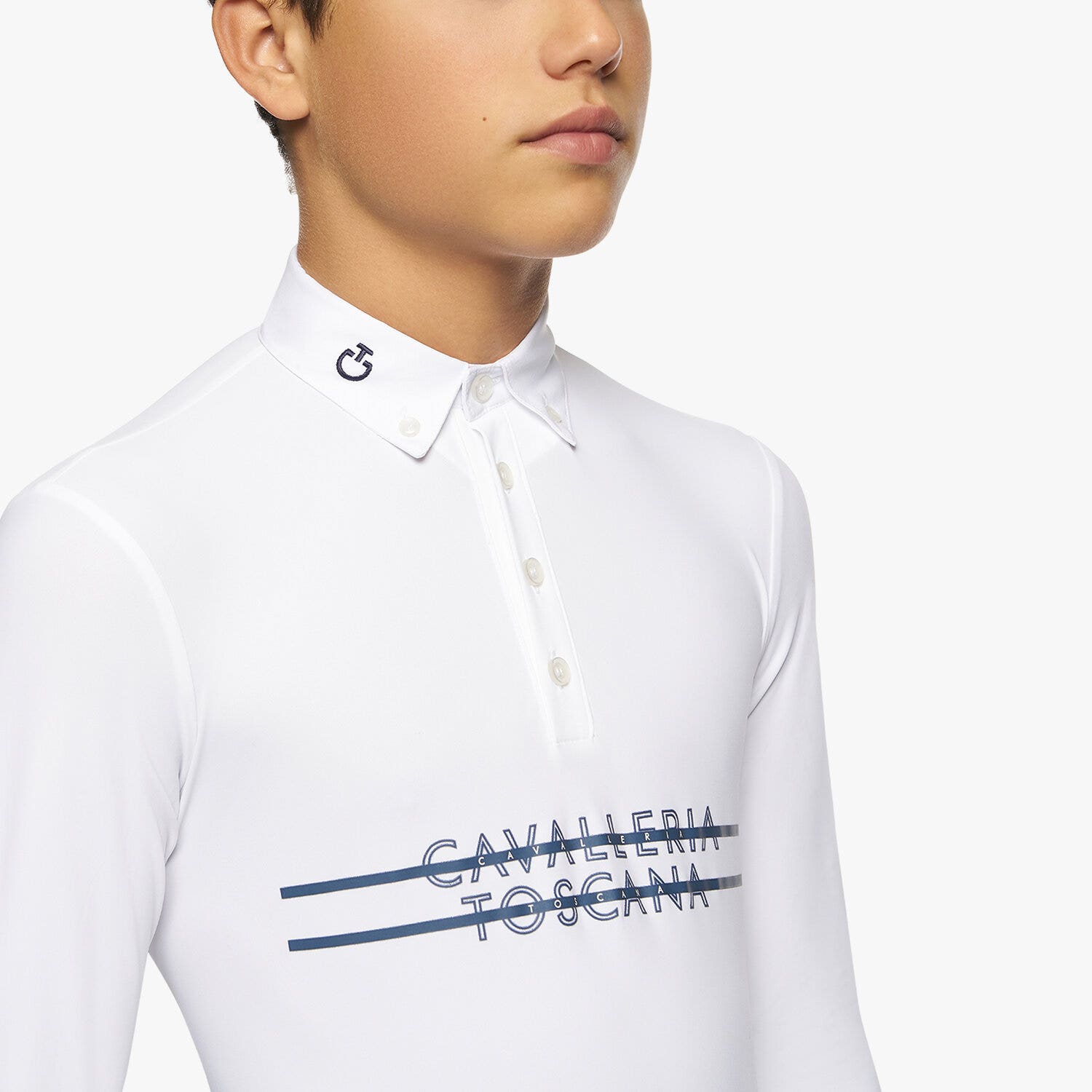 Cavalleria Toscana Boys’ jersey polo shirt with buttons WHITE-3