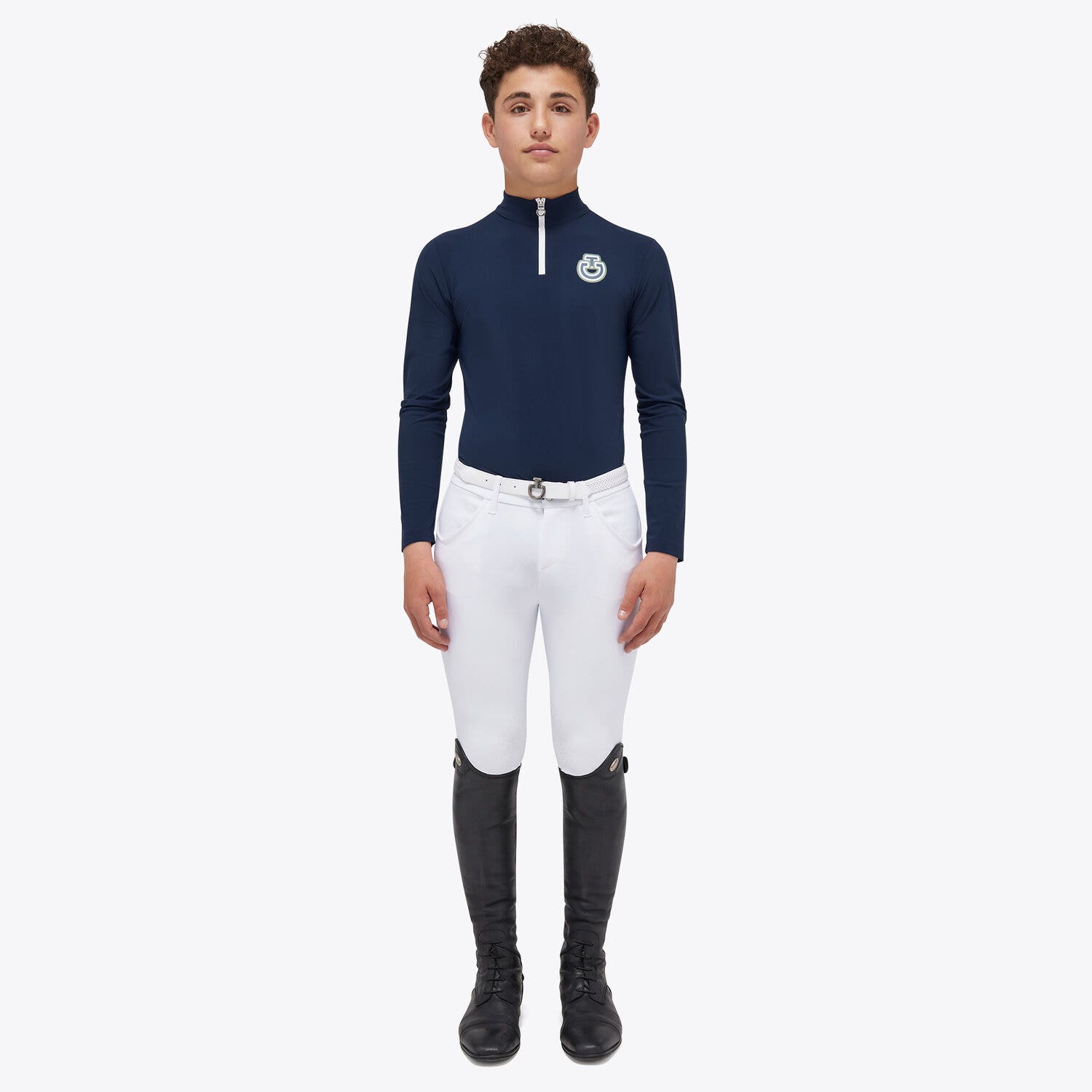 Cavalleria Toscana Boys’ jersey competition shirt with a zip OCEAN BLUE-1