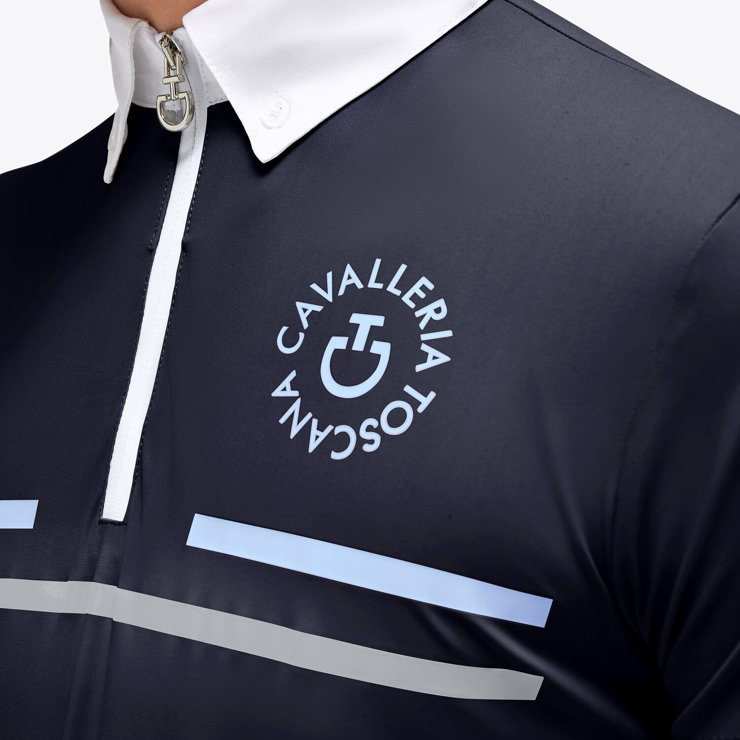 Cavalleria Toscana Competition polo shirt with zip for boys NAVY-4