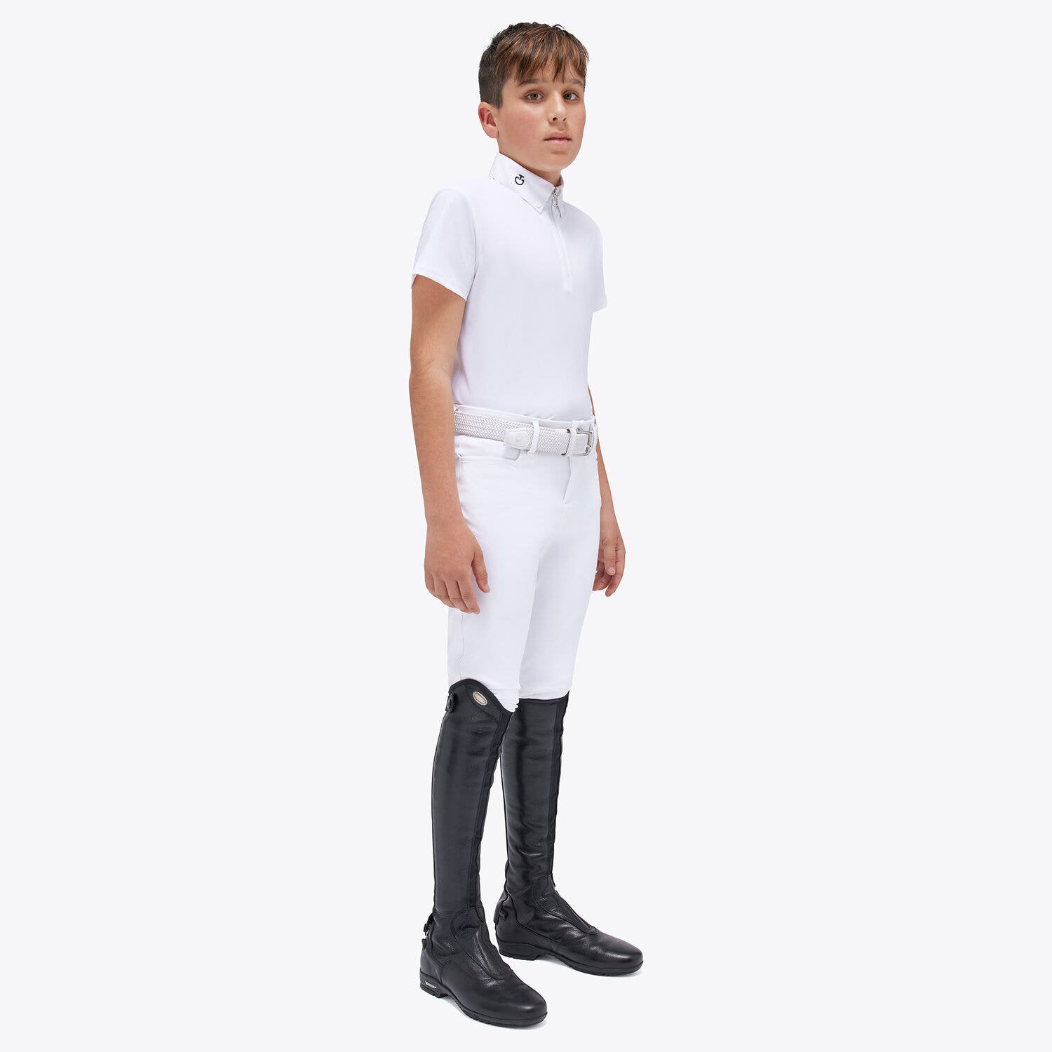 Cavalleria Toscana Boys' competition polo WHITE-1