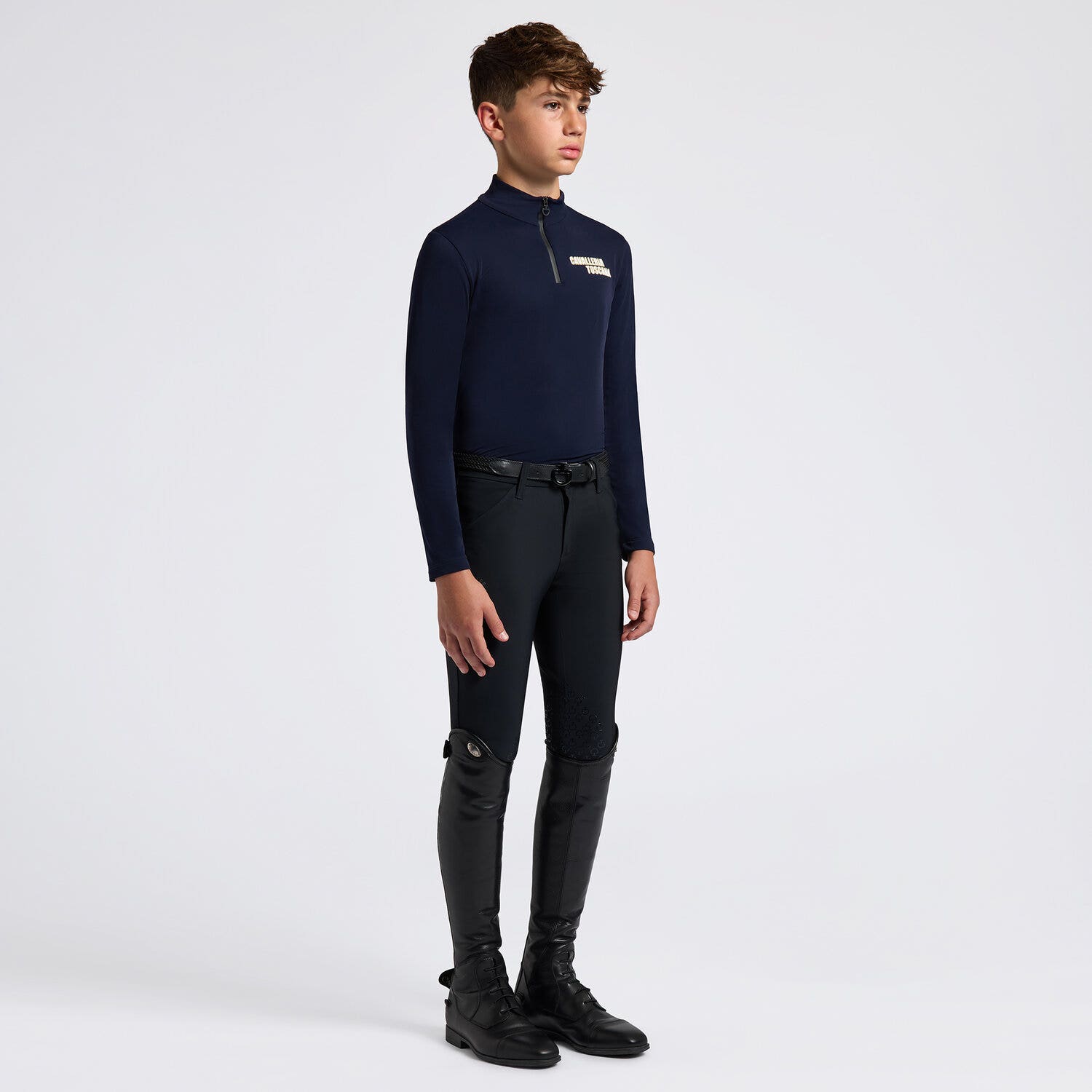 Cavalleria Toscana Cavalleria Toscana Boys' Winter Technical Training Polo in Technical Jersey NAVY-1