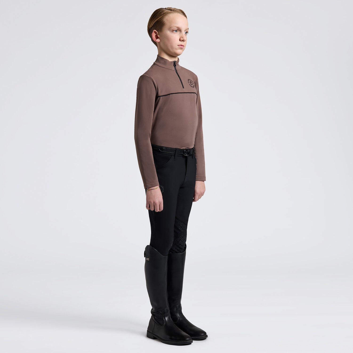 Cavalleria Toscana Polo da Allenamento da Bambino Cavalleria Toscana a Maniche Lunghe WALNUT-1