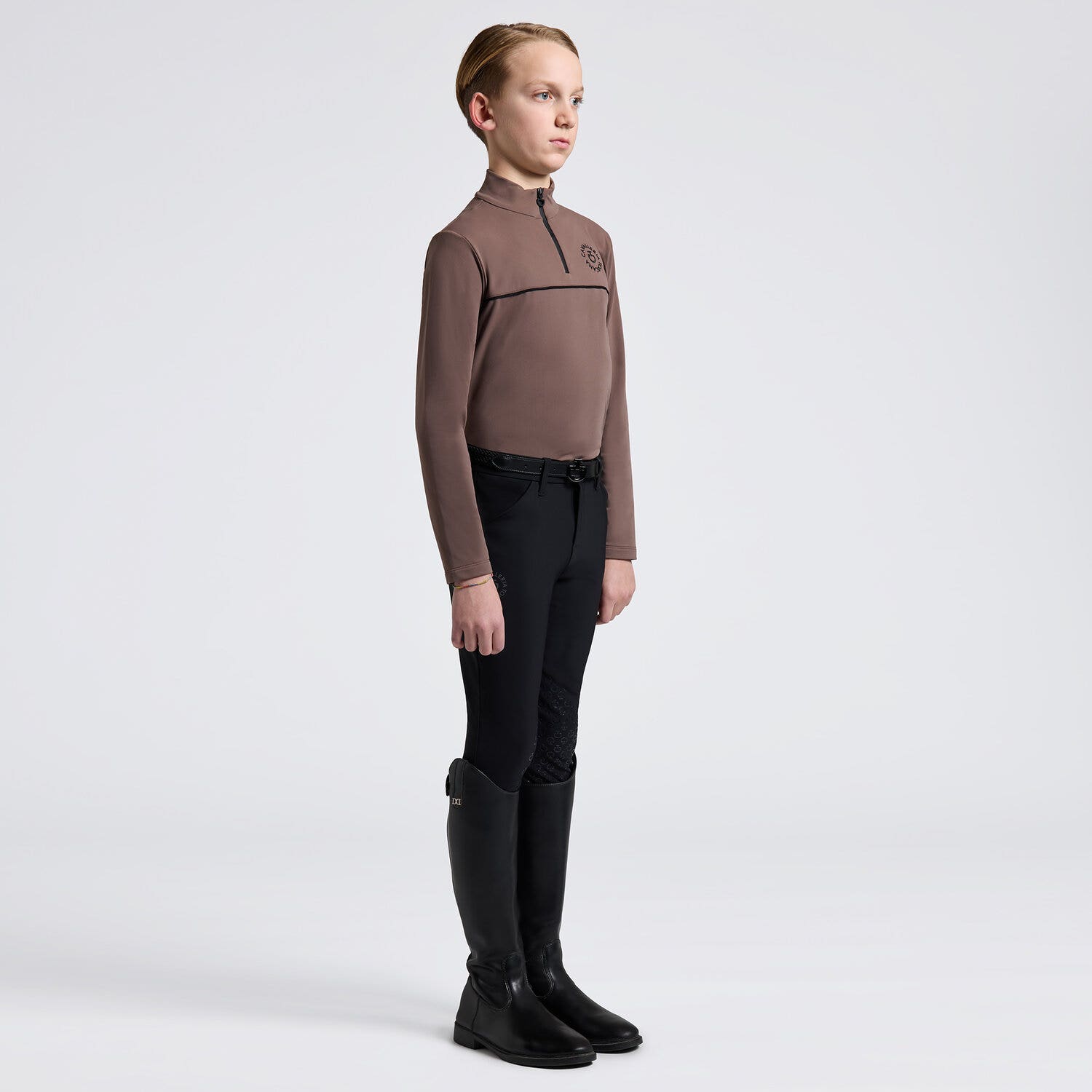 Cavalleria Toscana Polo da Allenamento da Bambino Cavalleria Toscana a Maniche Lunghe WALNUT-1