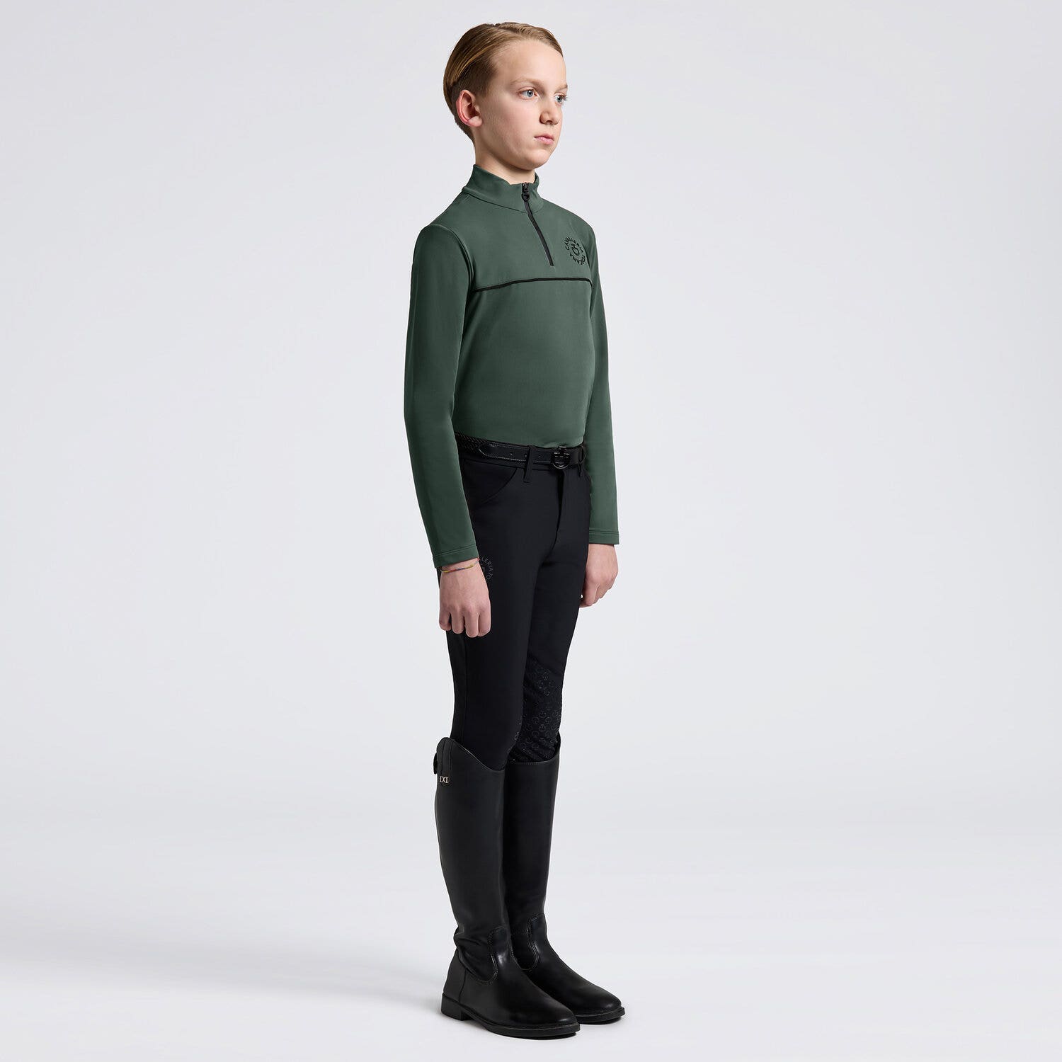 Cavalleria Toscana Cavalleria Toscana Boys’ Long Sleeve Training Polo MILITARY GREEN-1