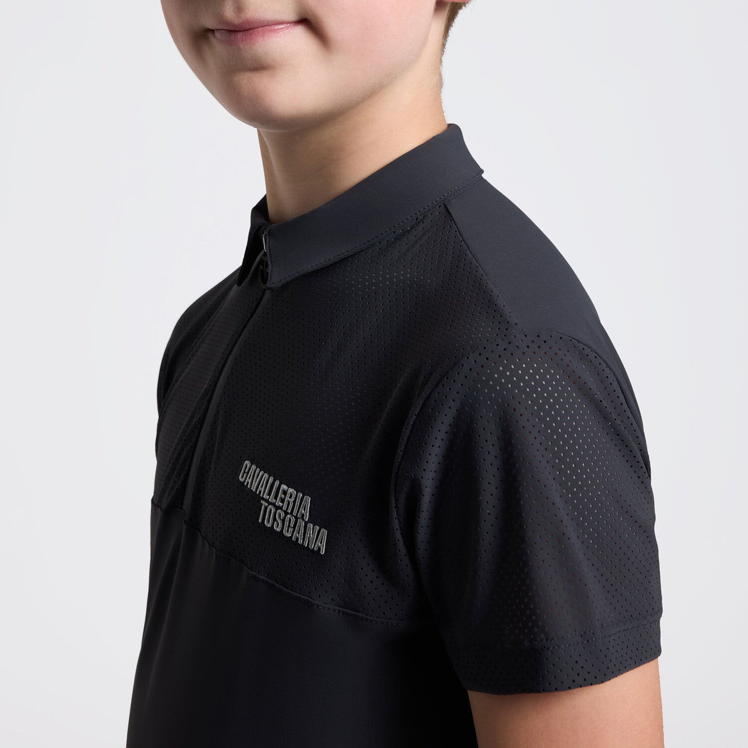 Cavalleria Toscana Boy's Training Polo with embroidery | Cavalleria Toscana CHARCOAL-3