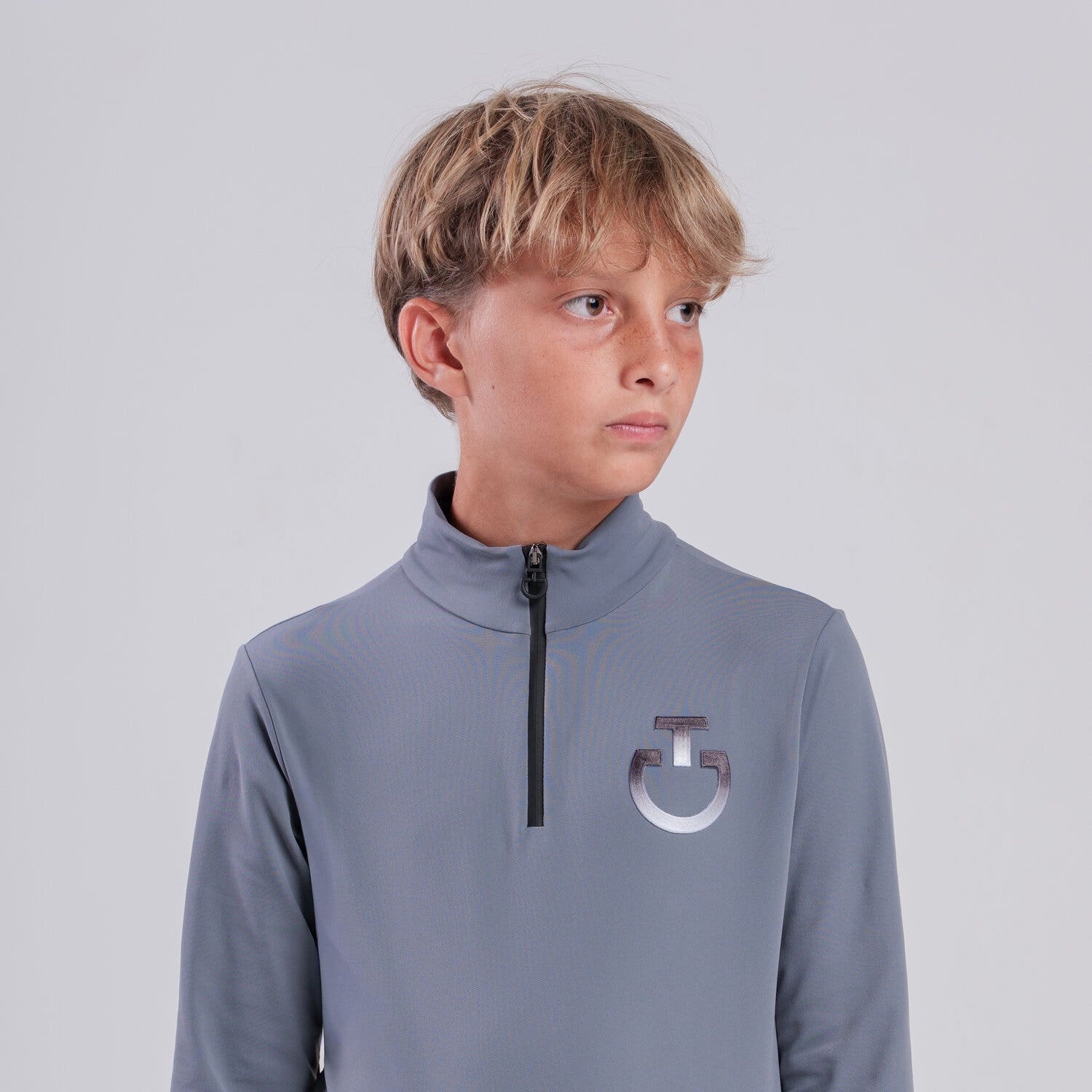 Cavalleria Toscana Boys’ technical training polo with logo WINDWARD BLUE-2