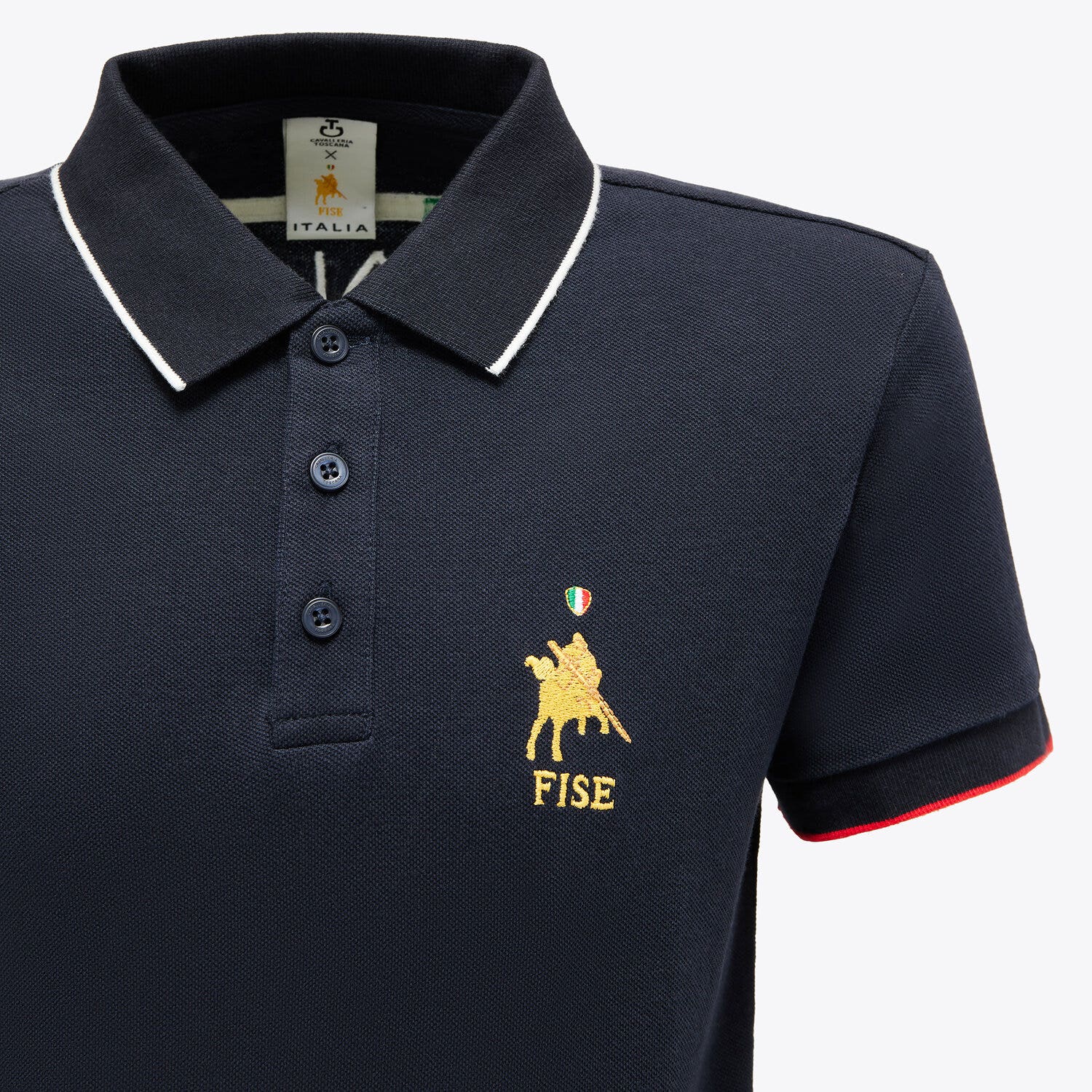 Cavalleria Toscana FISE short sleeved training Polo for boys NAVY-3