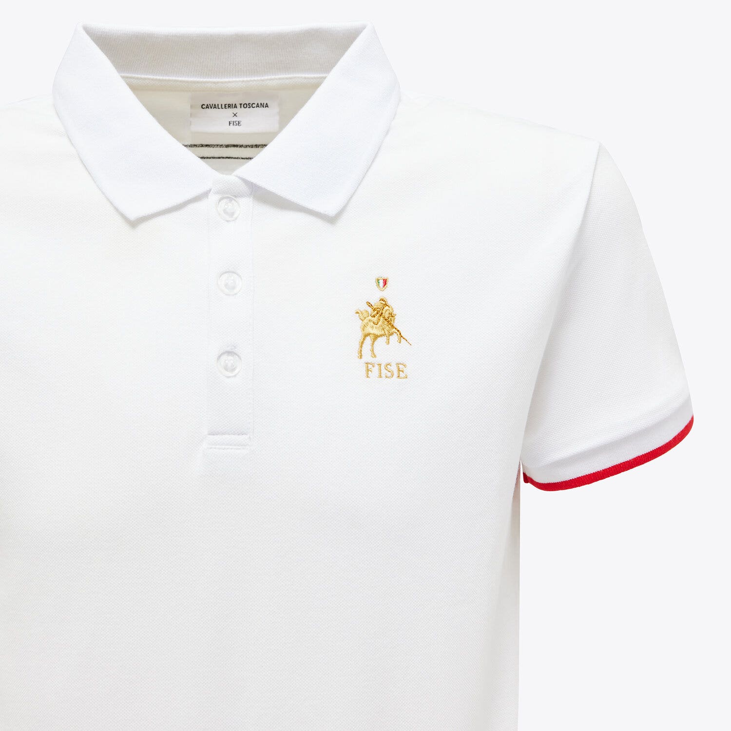 Cavalleria Toscana FISE short sleeved training Polo for boys WHITE-3