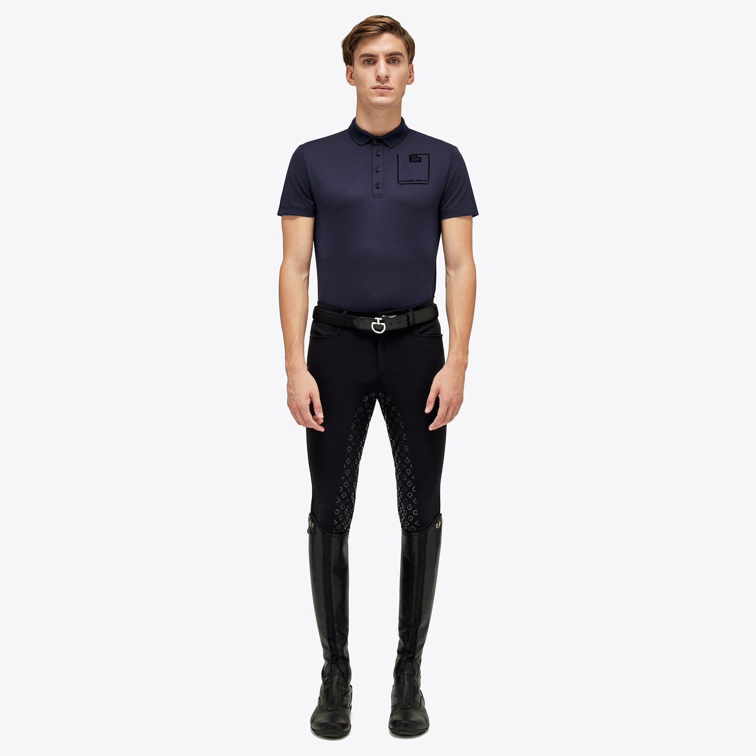 Cavalleria Toscana Men's piqué polo shirt SMOKEY BLUE-1