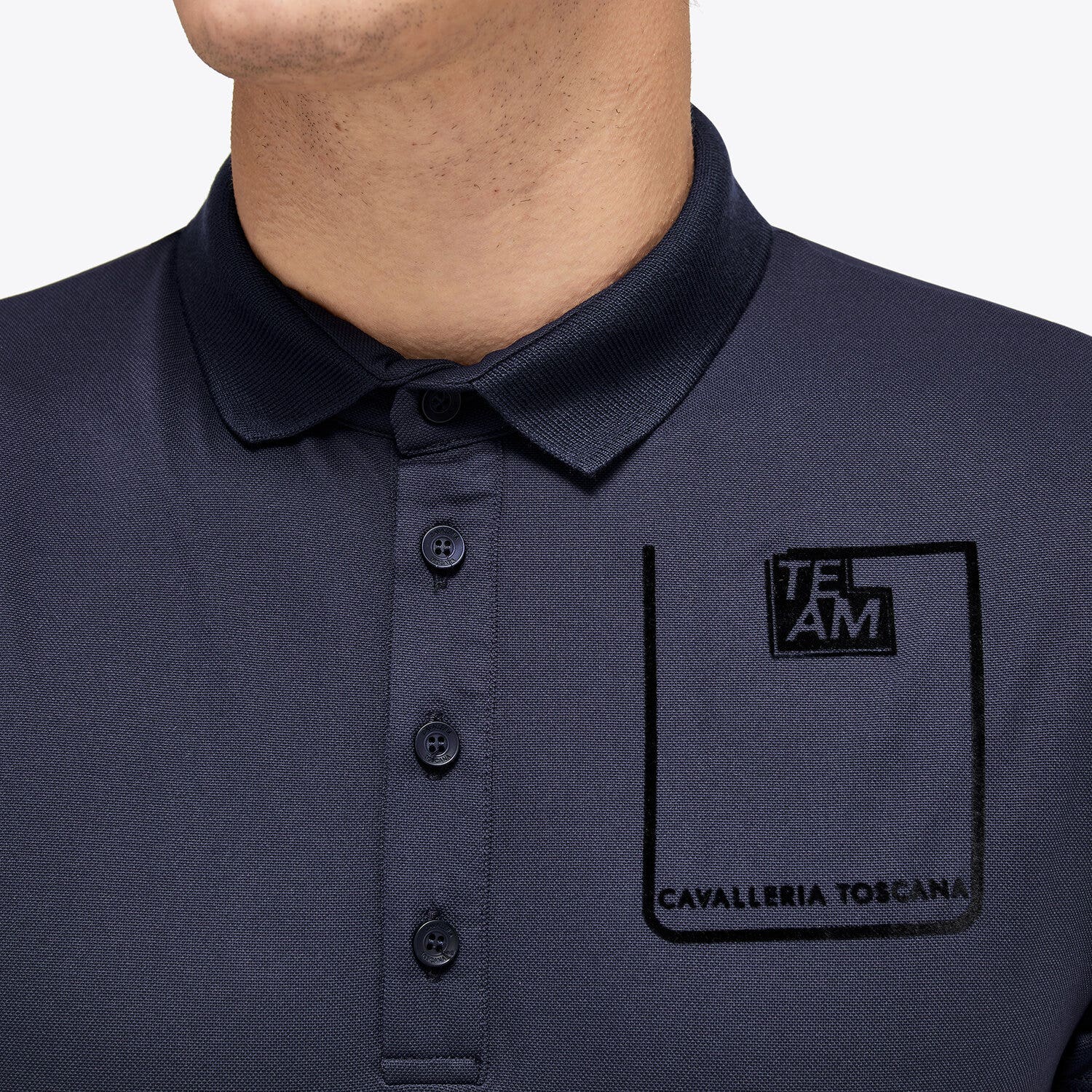 Cavalleria Toscana Men's piqué polo shirt SMOKEY BLUE-4