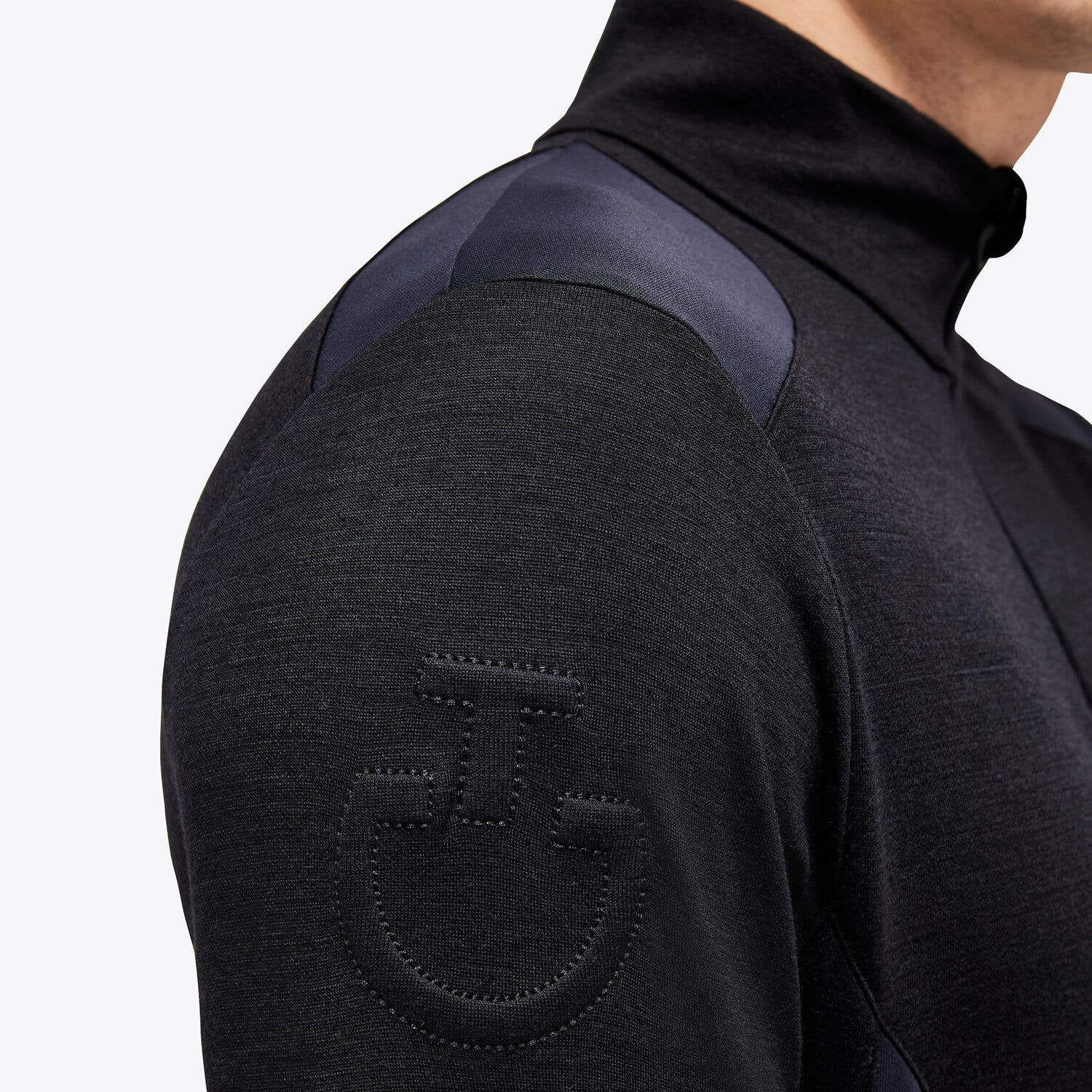 Cavalleria Toscana Men’s performance wool base layer with a quarter zip BLACK-4