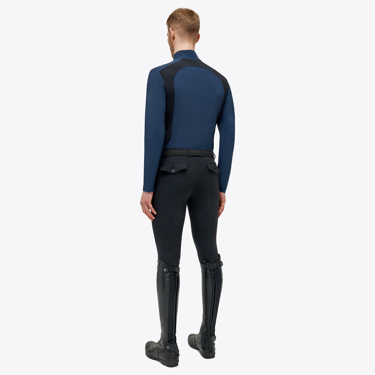 Cavalleria Toscana Men’s jersey polo shirt OCEAN BLUE-2