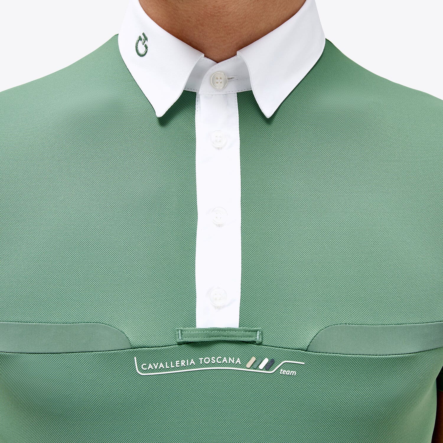 Cavalleria Toscana Men’s performance piqué knit polo shirt with buttons EMERALD GREY-3