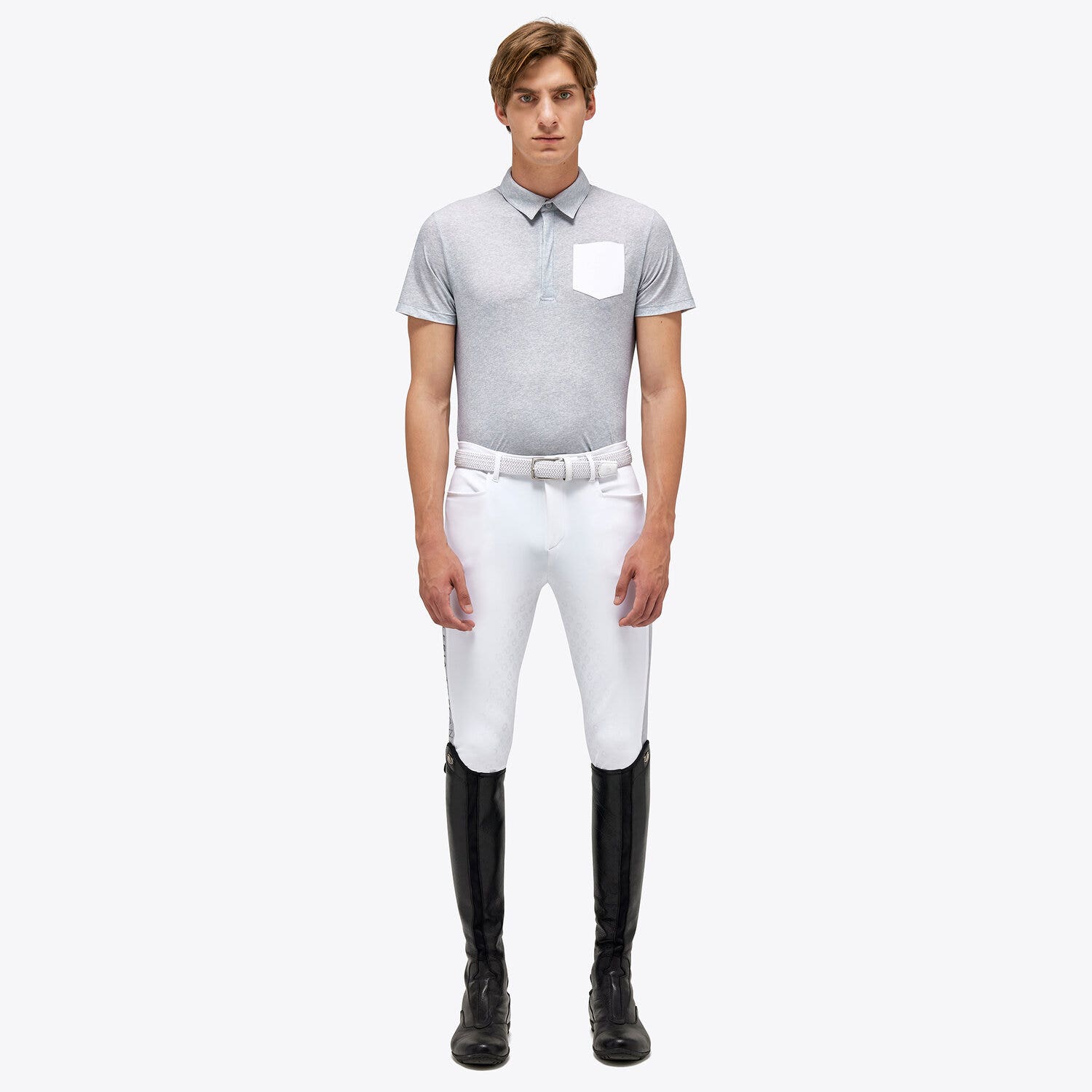 Cavalleria Toscana Jersey Mesh Button Training Polo For Man LIGHT GREY-1