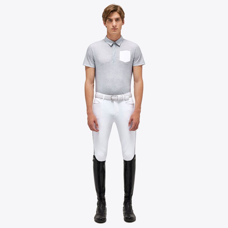 Cavalleria Toscana Jersey Mesh Button Training Polo For Man LIGHT GREY-1