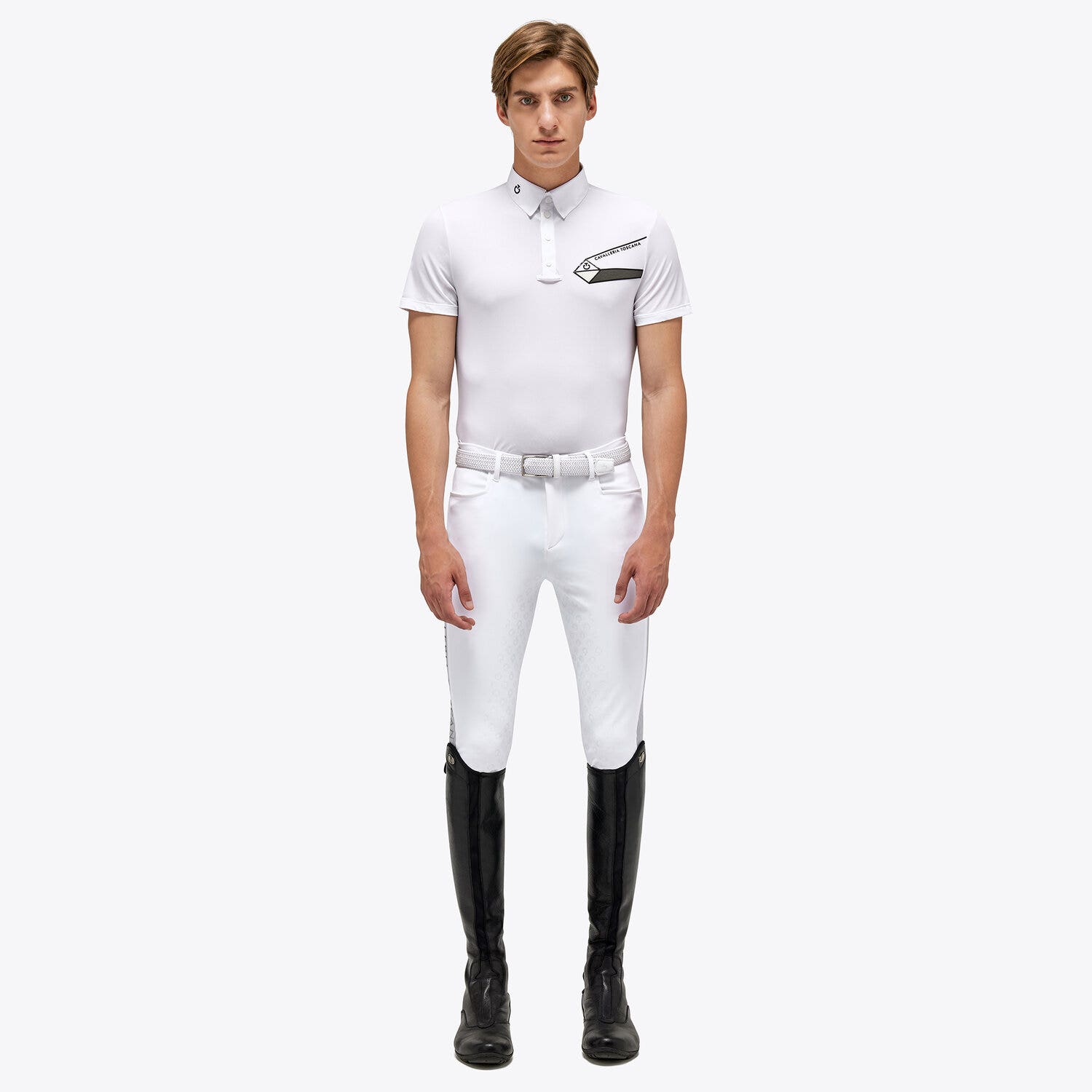 Cavalleria Toscana Lightweight Piqué Competition Polo For Man WHITE-1