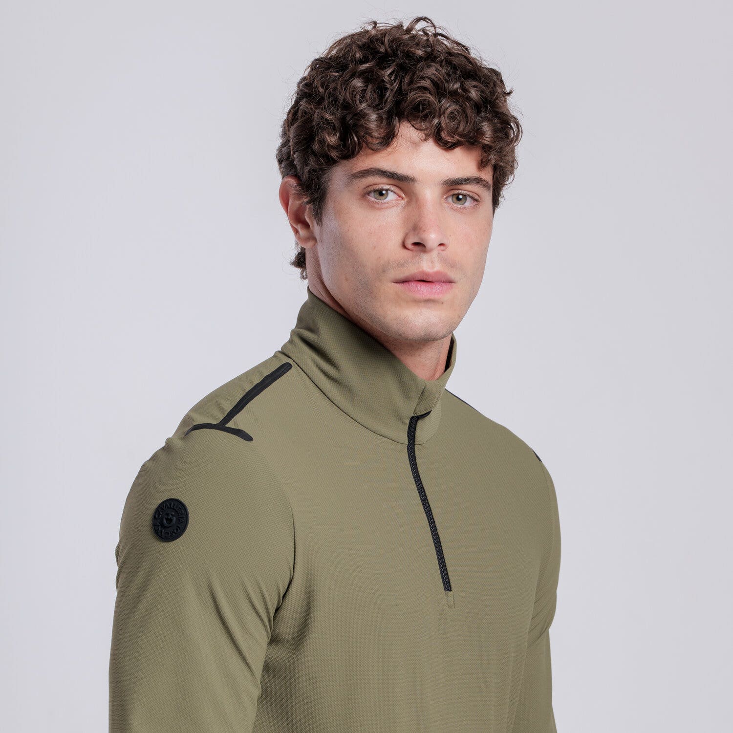 Cavalleria Toscana Men’s high-neck polo WINTER MOSS-2