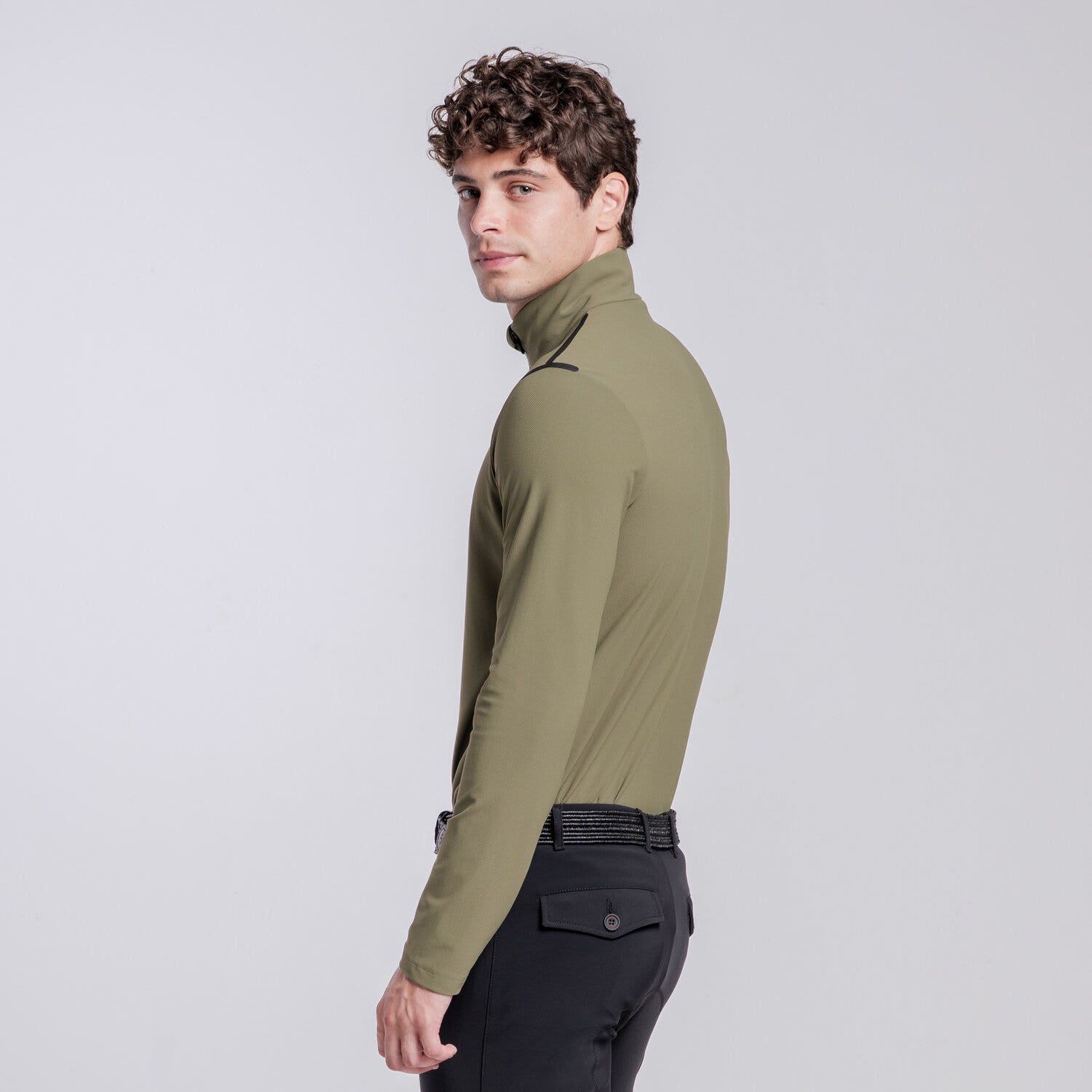Cavalleria Toscana Men’s high-neck polo WINTER MOSS-3