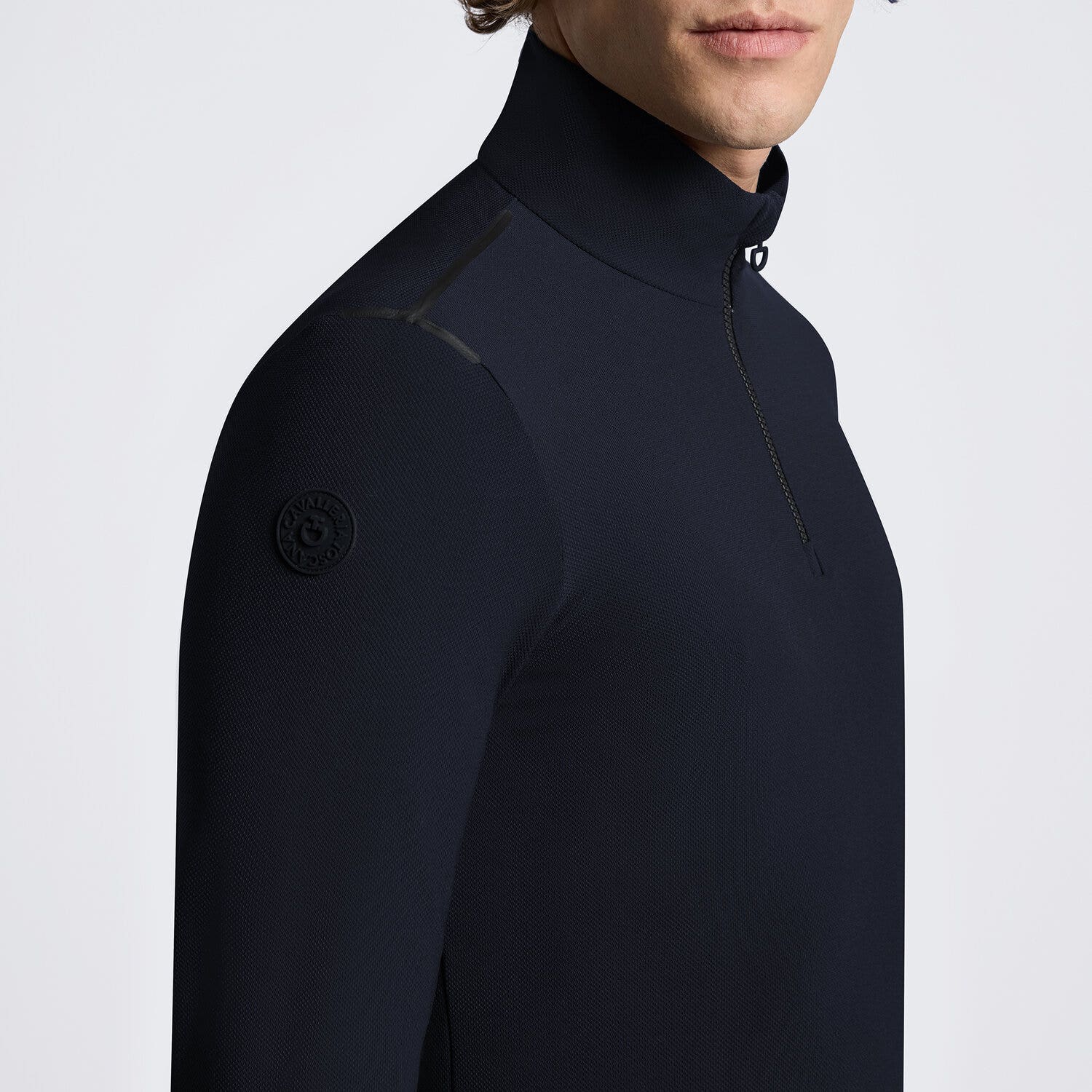 Cavalleria Toscana Men’s high-neck polo NAVY-3