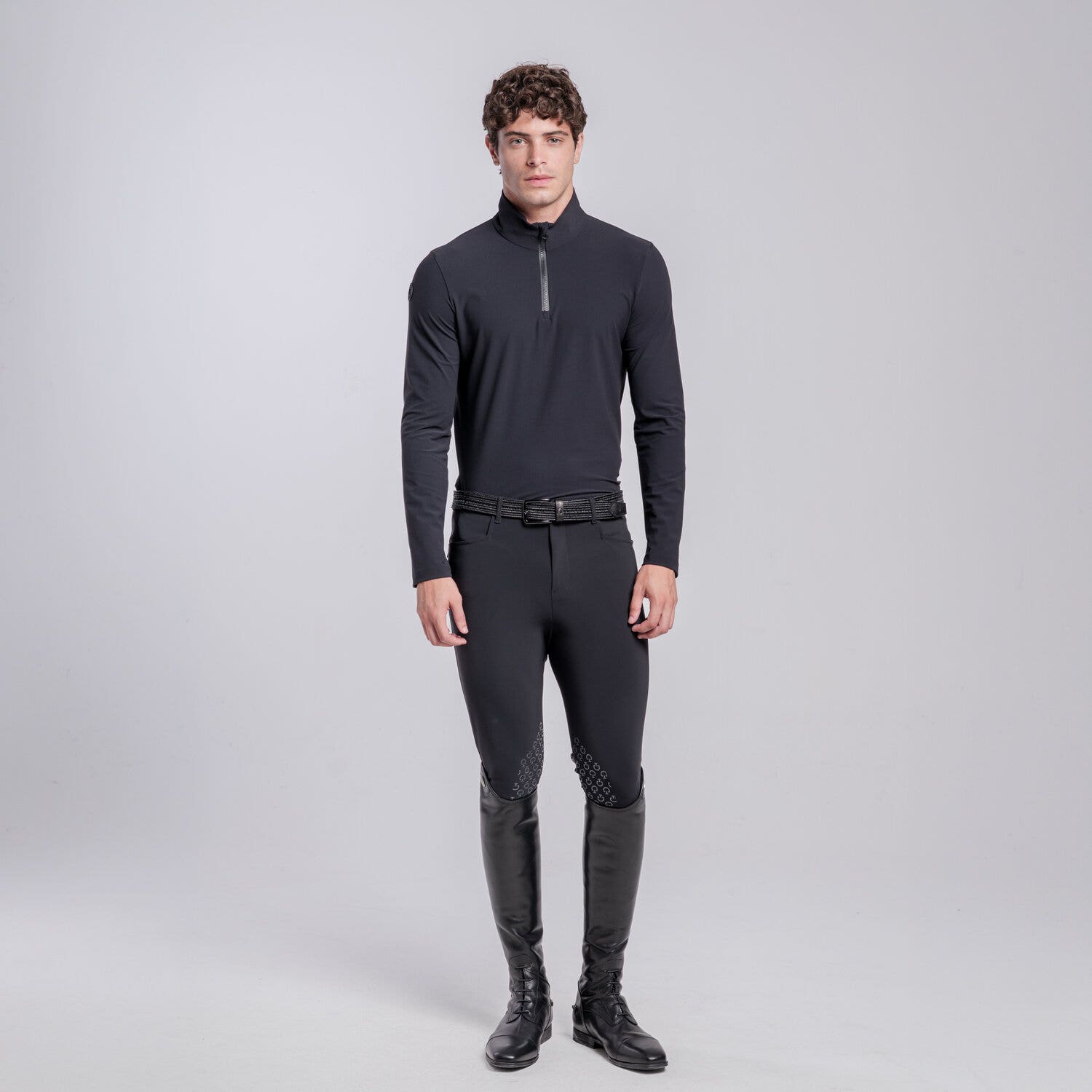 Cavalleria Toscana Men’s high-neck polo BLACK-1