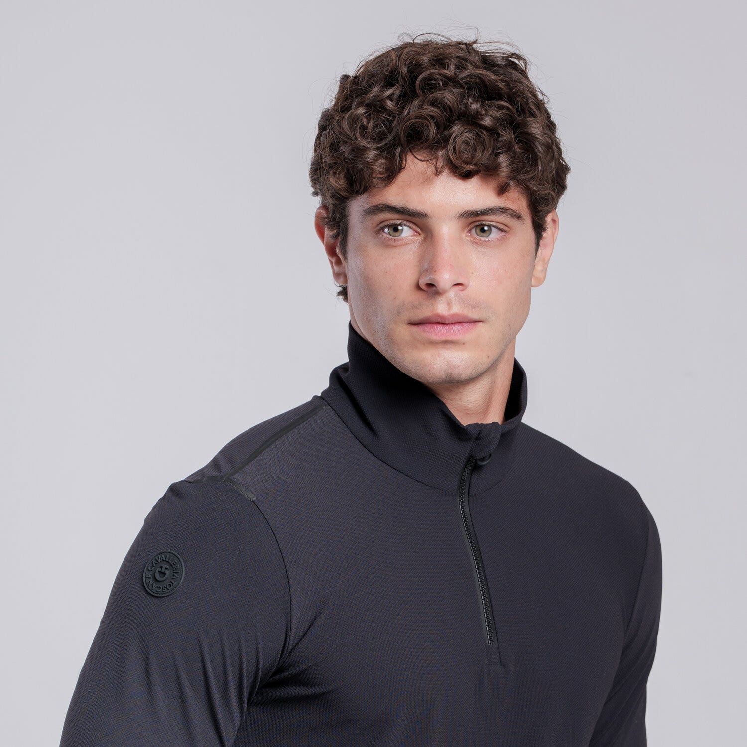 Cavalleria Toscana Men’s high-neck polo BLACK-2