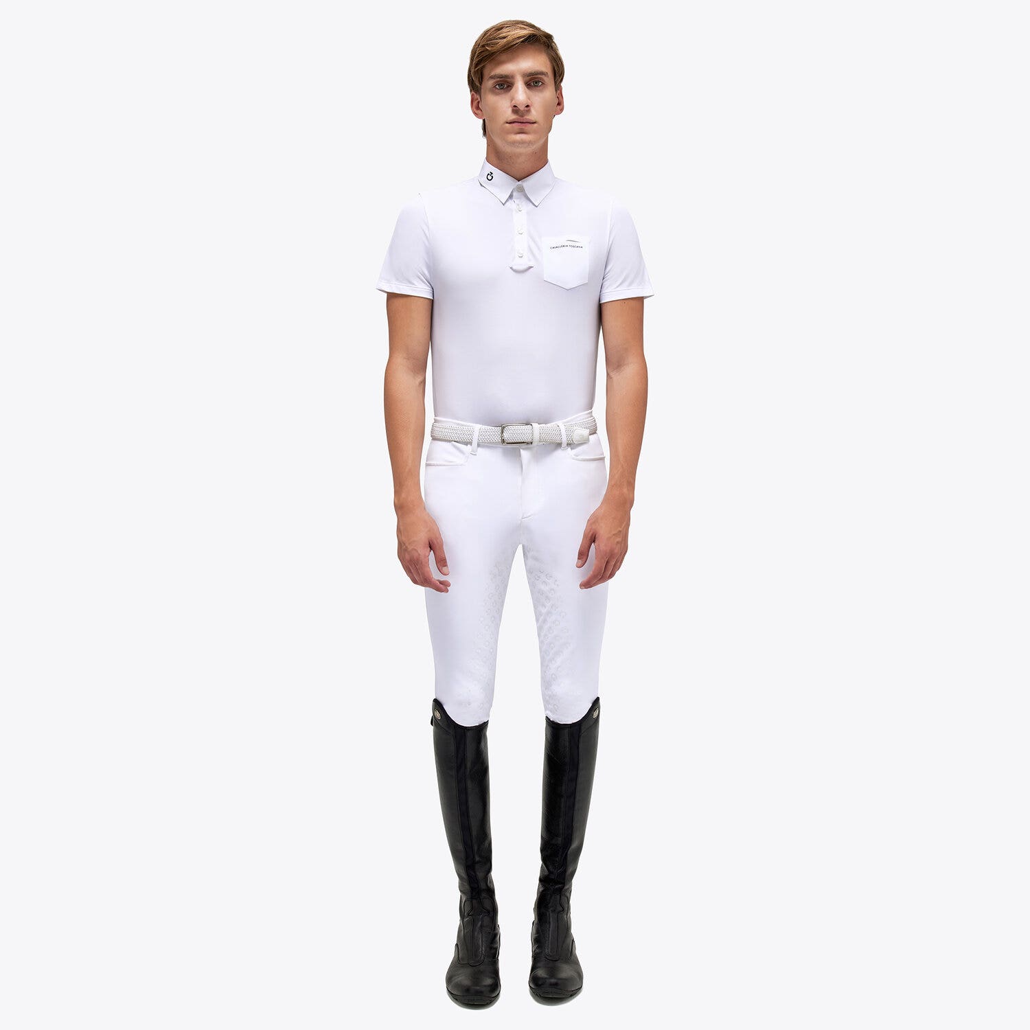 Cavalleria Toscana Men's polo shirt with buttons WHITE-1