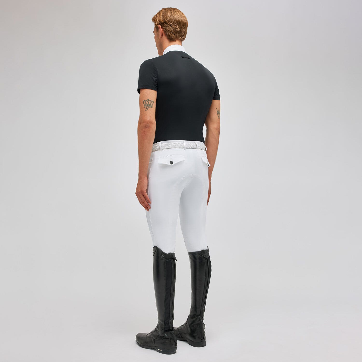 Cavalleria Toscana Men's polo shirt with buttons BLACK-3