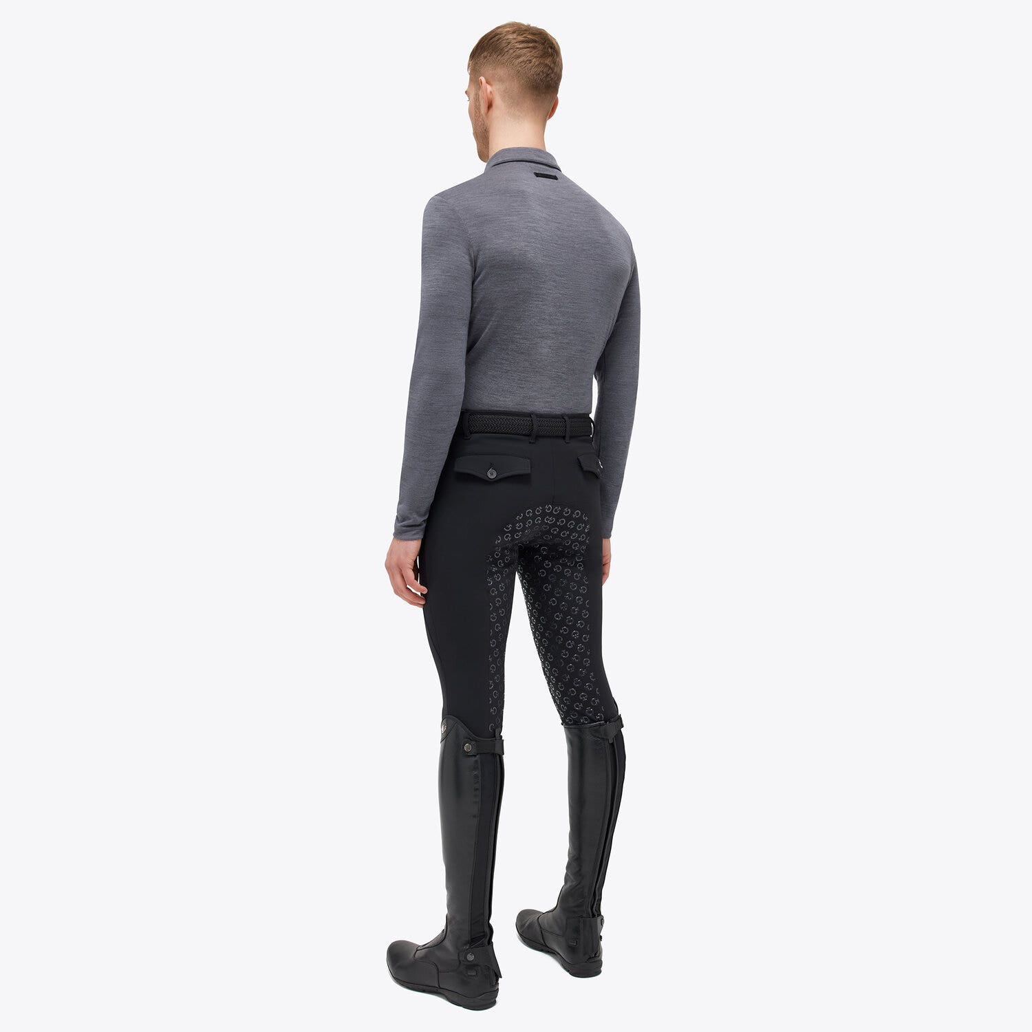 Cavalleria Toscana Men's training polo shirt IRON GREY-2