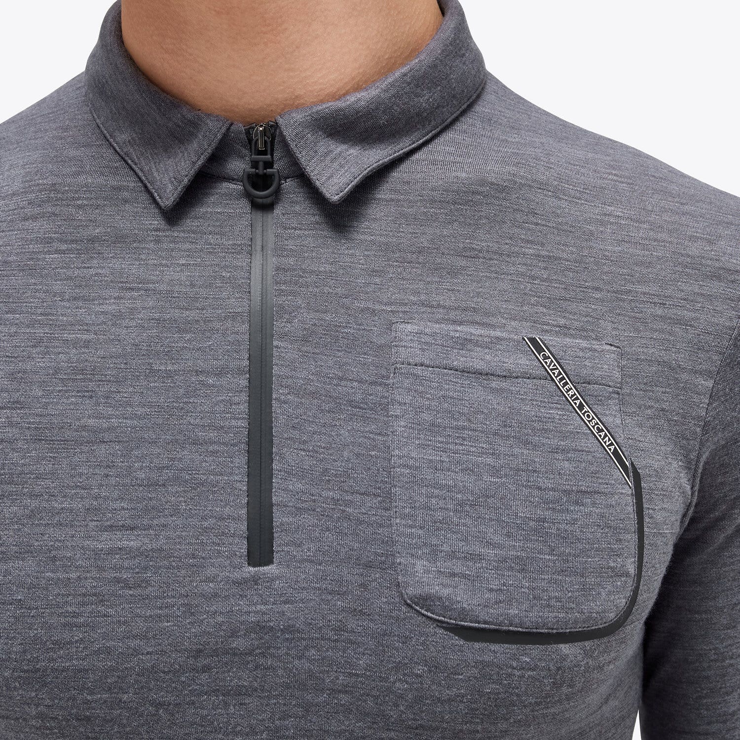 Cavalleria Toscana Men's training polo shirt IRON GREY-3