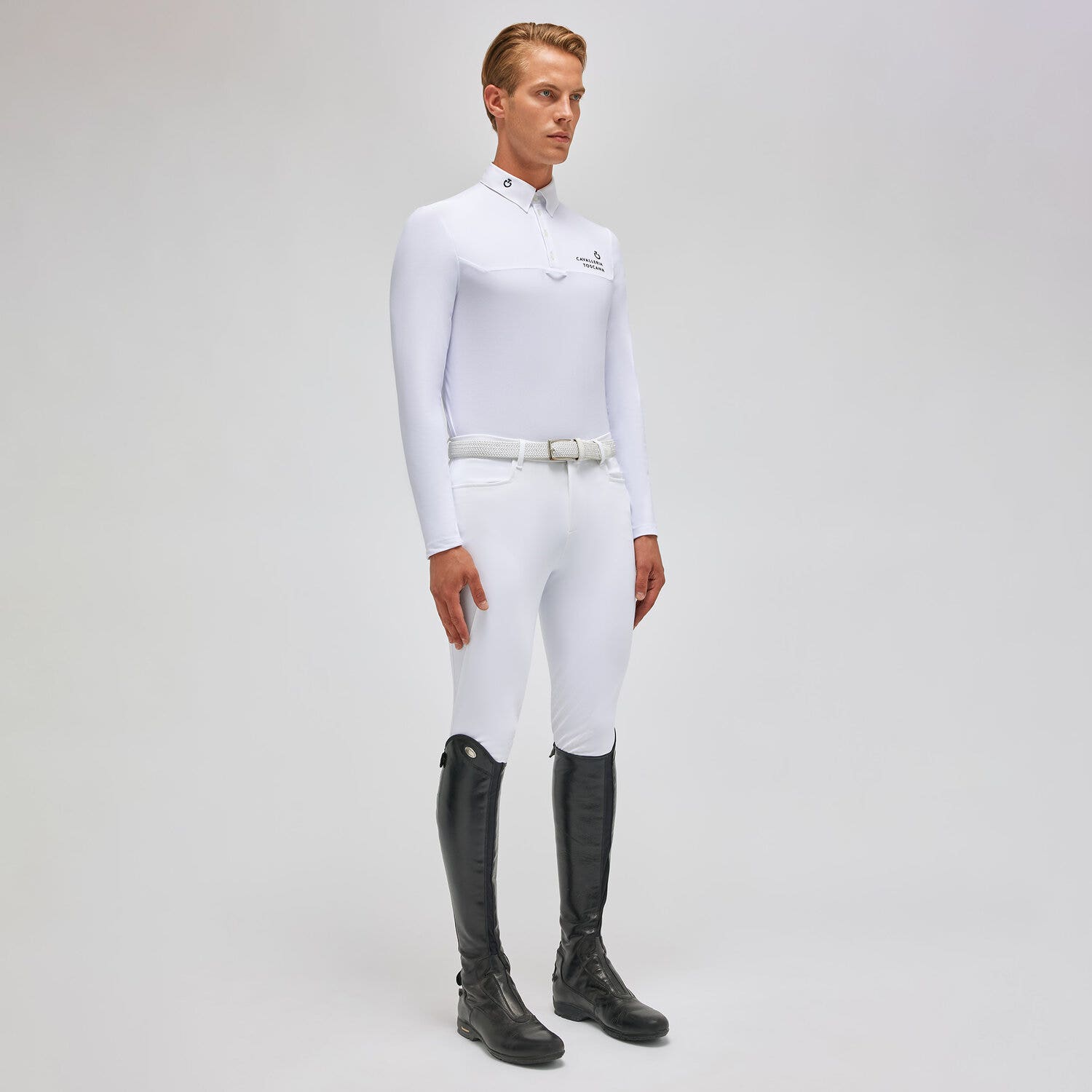 Cavalleria Toscana Men's competition polo shirt WHITE-1