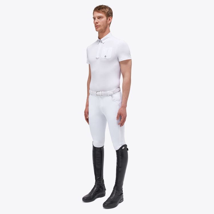Cavalleria Toscana CT Piquet S/S Competition Zip Polo w/ Jersey Logo Pocket WHITE-1