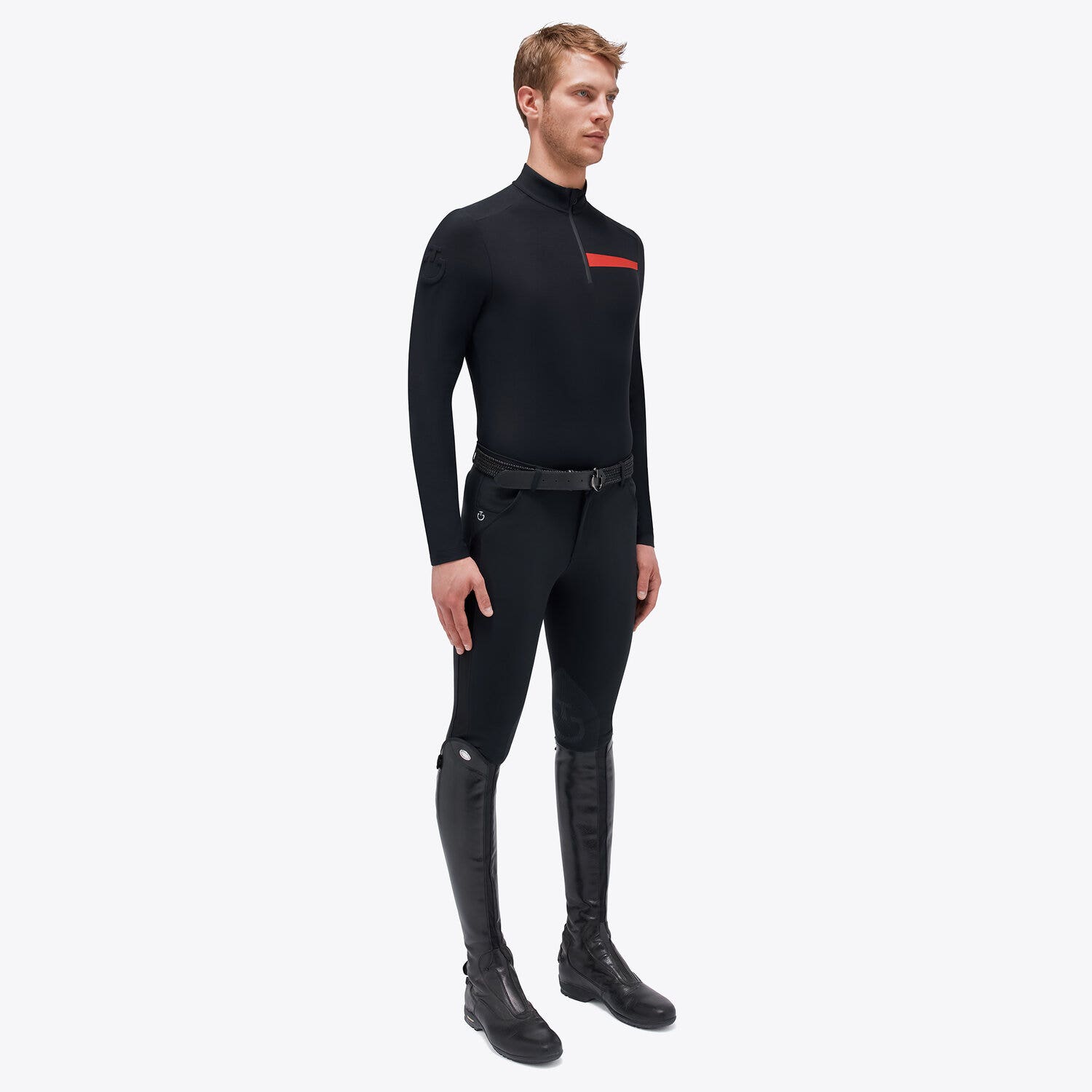 Cavalleria Toscana Men's training polo shirt BLACK-1