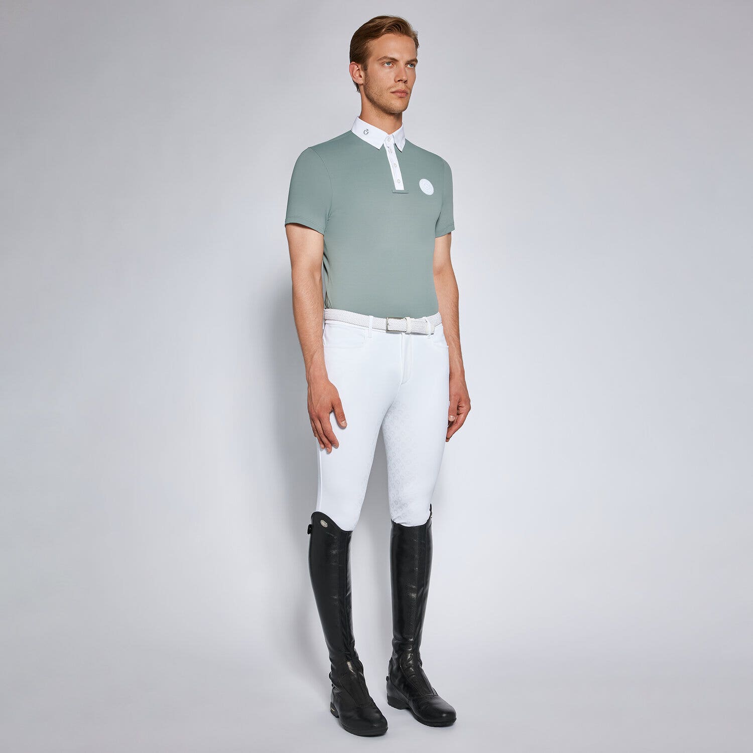 Cavalleria Toscana Men's competition polo shirt GREY-1