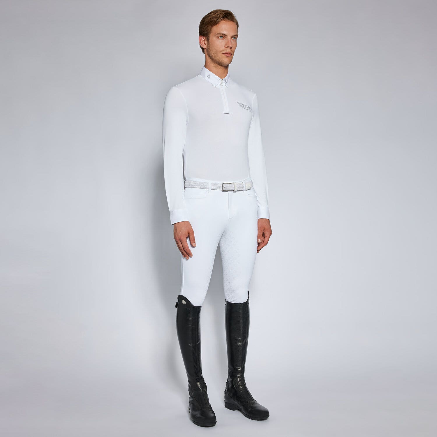 Cavalleria Toscana Men's competition polo shirt WHITE-1