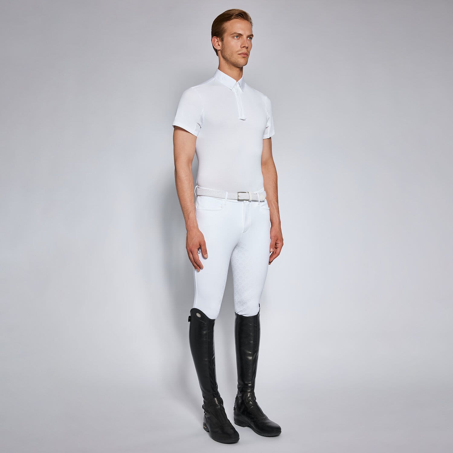 Cavalleria Toscana Men's competition polo shirt WHITE/KNIT-1