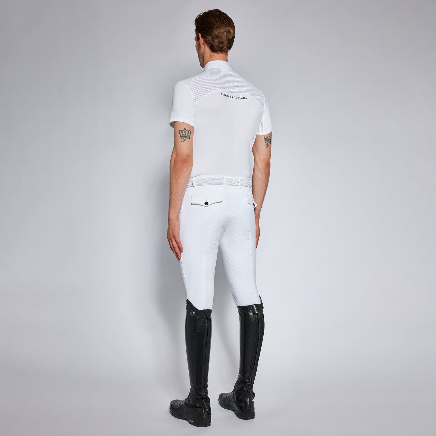 Cavalleria Toscana Men's competition polo shirt WHITE/KNIT-2