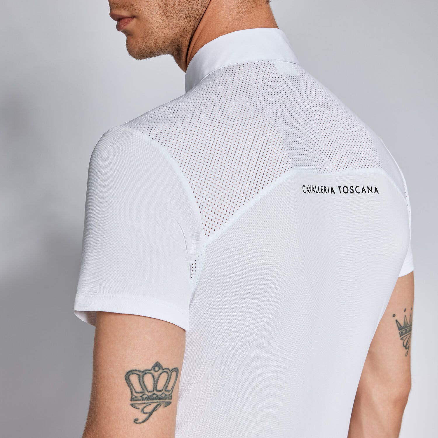 Cavalleria Toscana Men's competition polo shirt WHITE/KNIT-3
