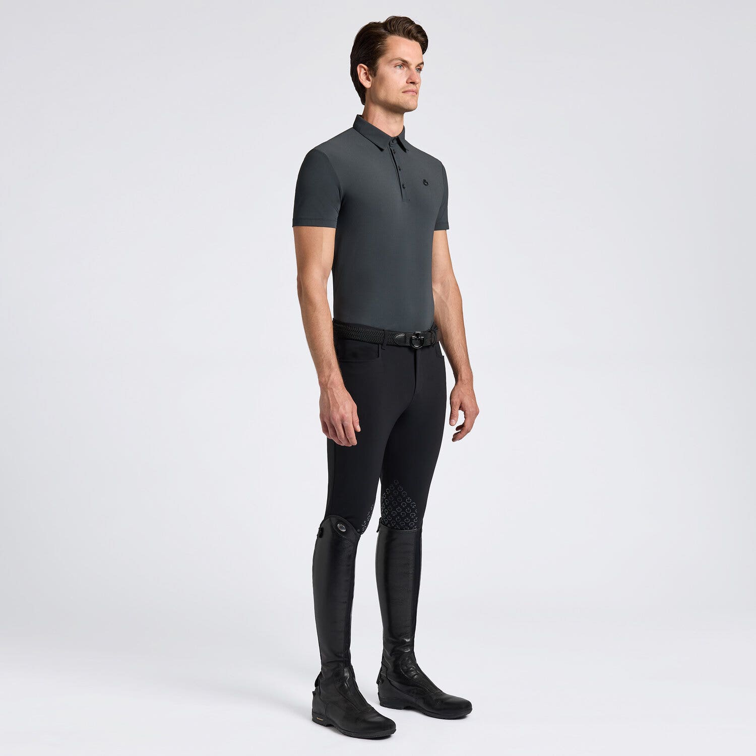 Cavalleria Toscana Cavalleria Toscana Men's Technical Training Polo ANTHRACITE GREY-1