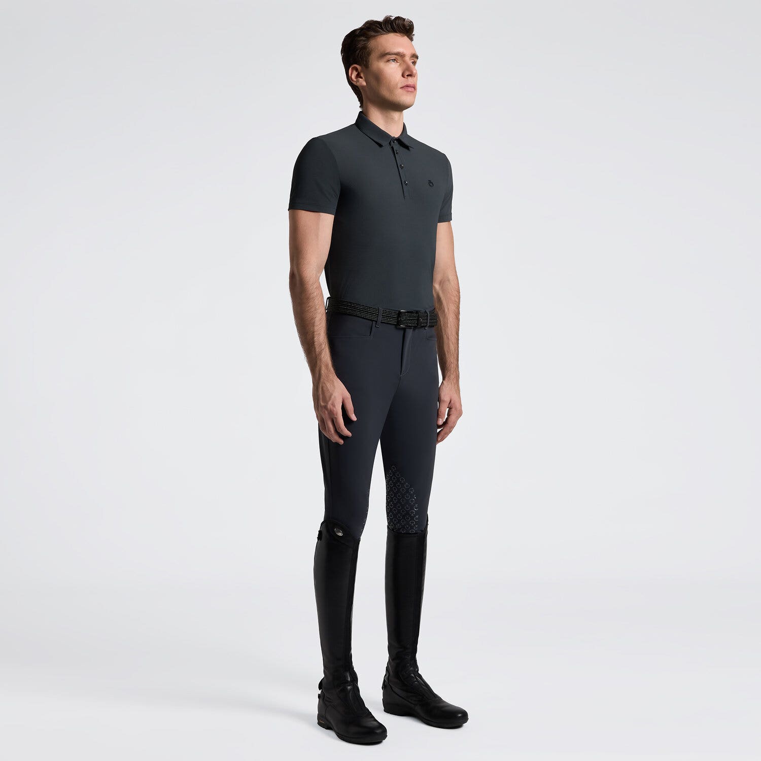 Cavalleria Toscana Men's Training Polo in Jersey | Cavalleria Toscana CHARCOAL GREY-1