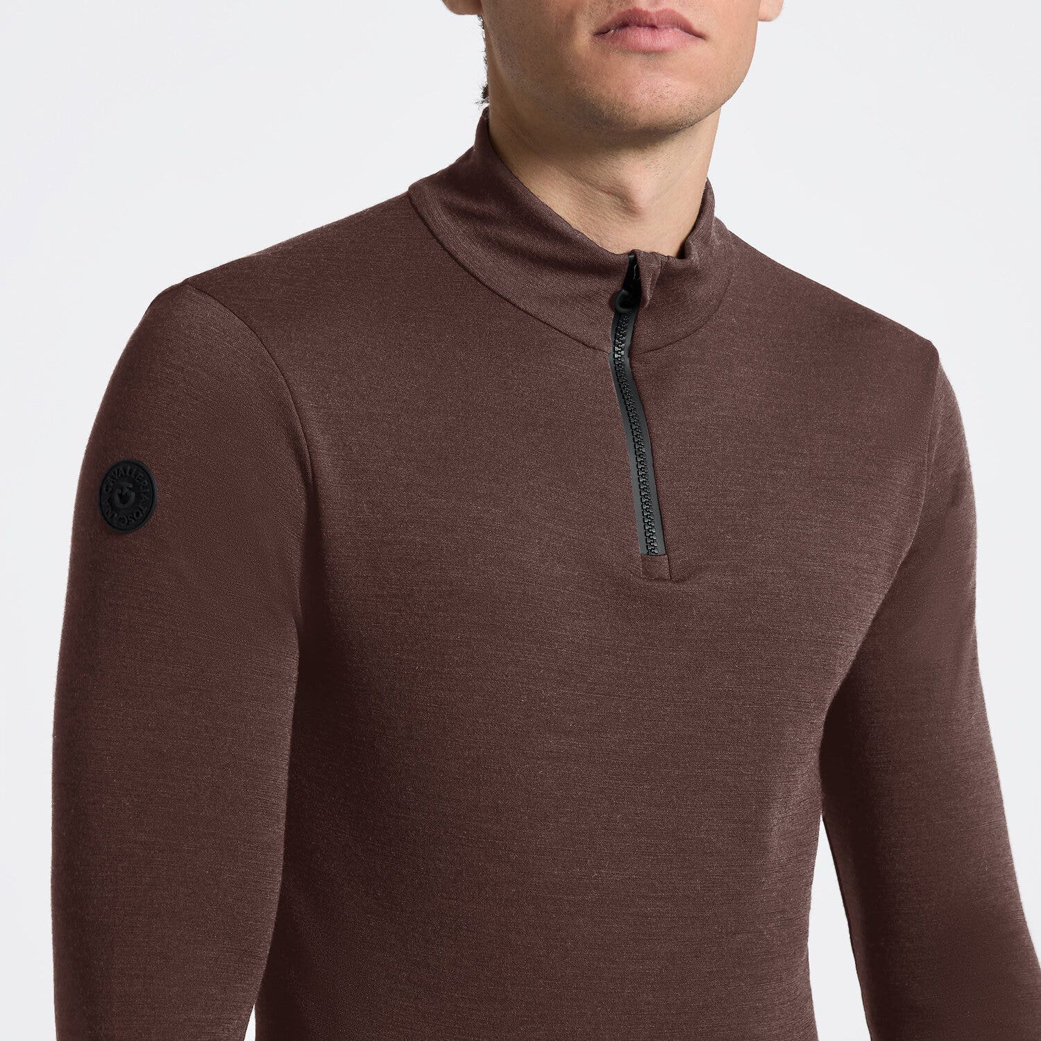Cavalleria Toscana Cavalleria Toscana Men's Tech Wool Long Sleeve Training Turtleneck with Half Zip BROWN-3